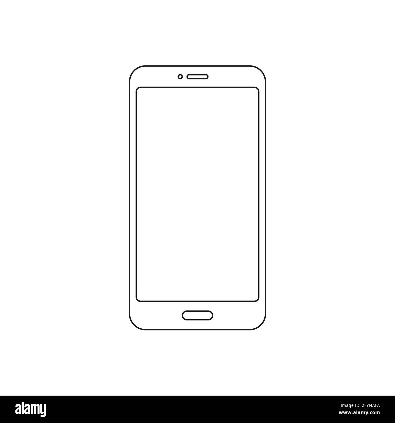 Icona linea telefonica. Telefono cellulare con schermo vuoto. Concetto lineare di tecnologia digitale. Vettore isolato Illustrazione Vettoriale
