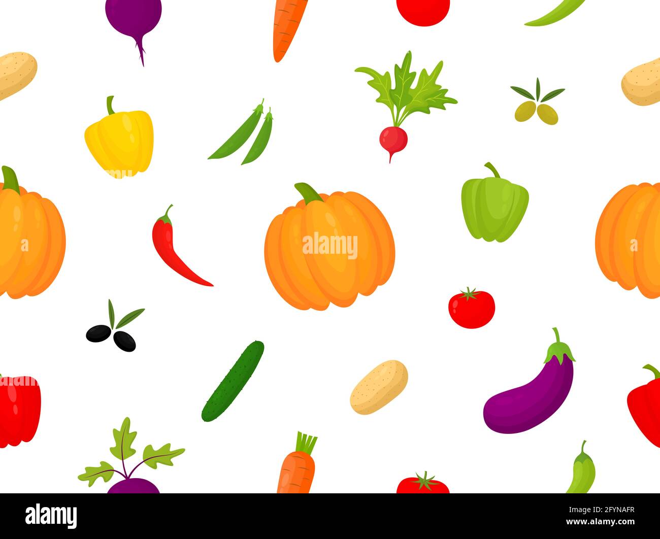 Motivo senza cuciture di colore vegetale. Raccolta di alimenti sani. Elementi organici freschi modello Illustrazione Vettoriale