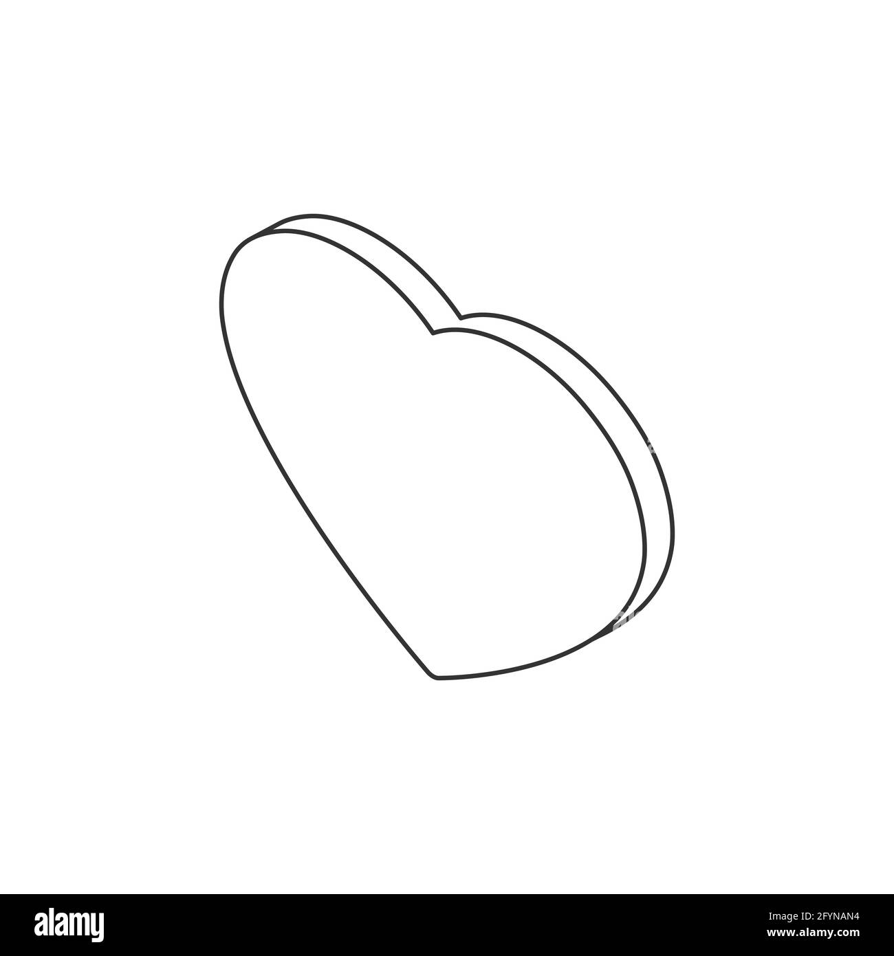 Icona isometrica della linea cardiaca. Simbolo d'amore piatto con contorno carino. Vettore isolato su sfondo bianco Illustrazione Vettoriale