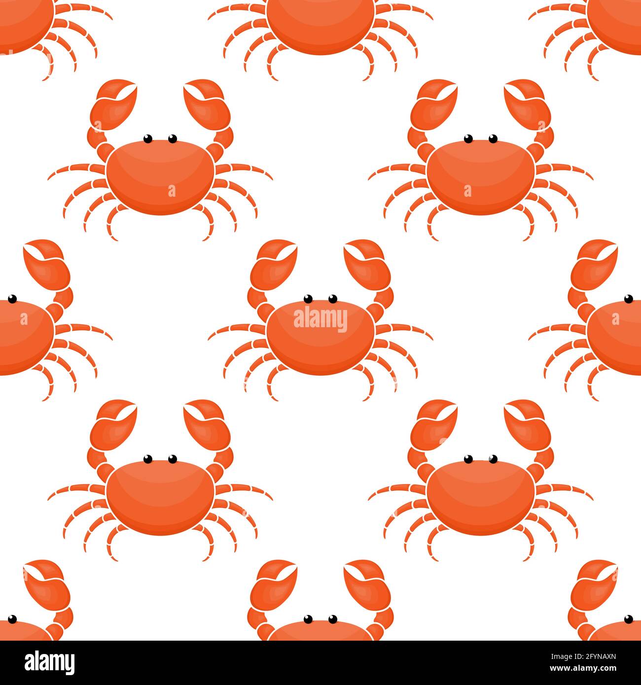 Crab cute motivo sfondo. Frutti di mare senza cuciture modello. Illustrazione Vettoriale