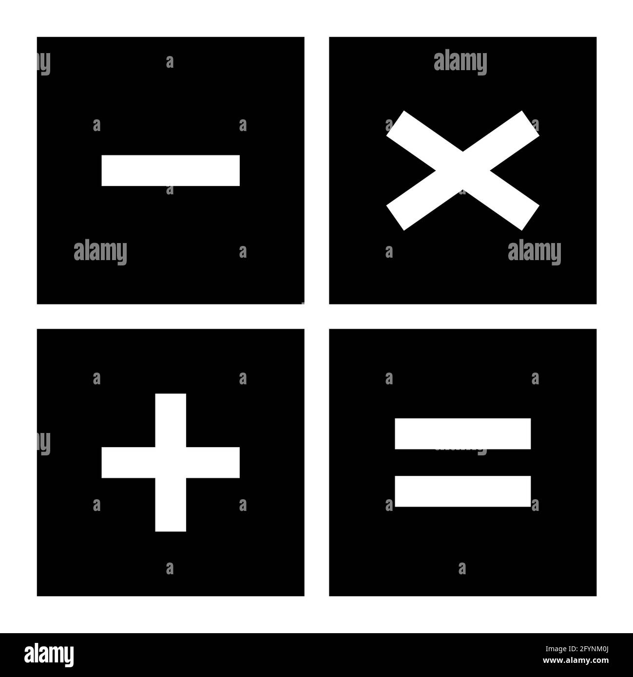 Più, meno, moltiplica e uguale al simbolo matematico, icona matematica istruzione, disegno di illustrazione vettoriale elemento web . Illustrazione Vettoriale