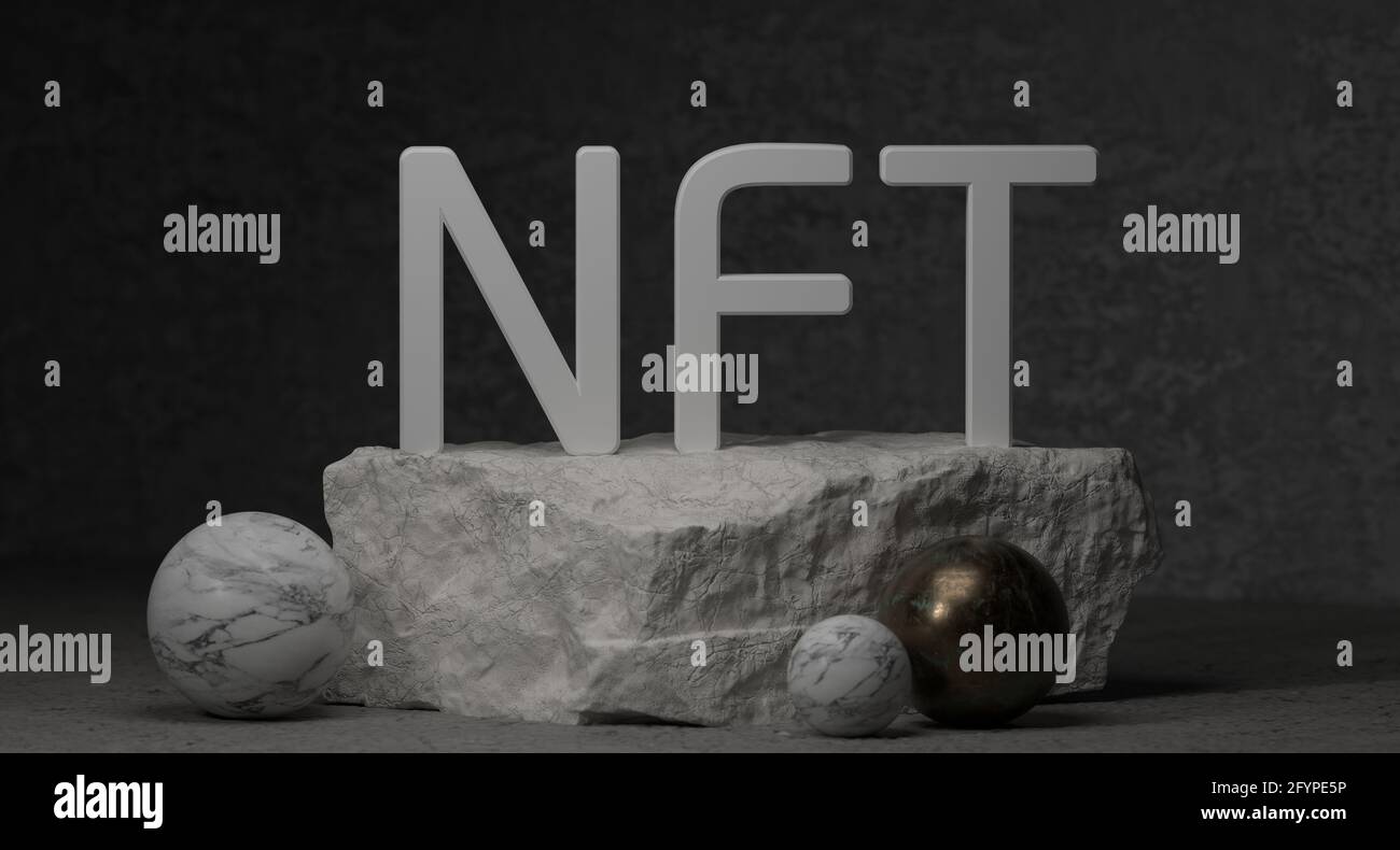 NFT può essere utilizzato per modificare le creazioni digitali, come arte digitale, oggetti di videogiochi e file musicali. Foto Stock