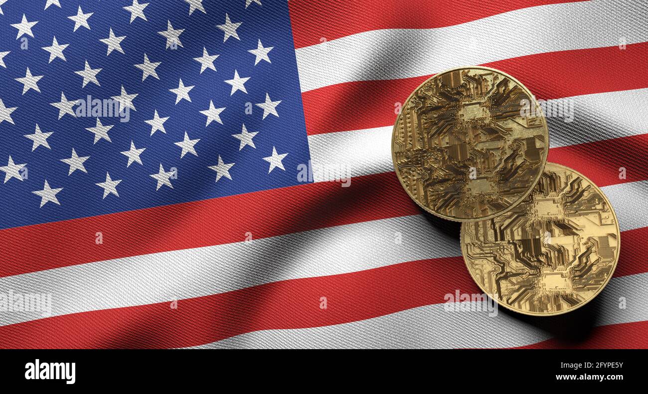 USA Crypto Currency Bitcoin Trading Politica finanziaria del governo Foto Stock