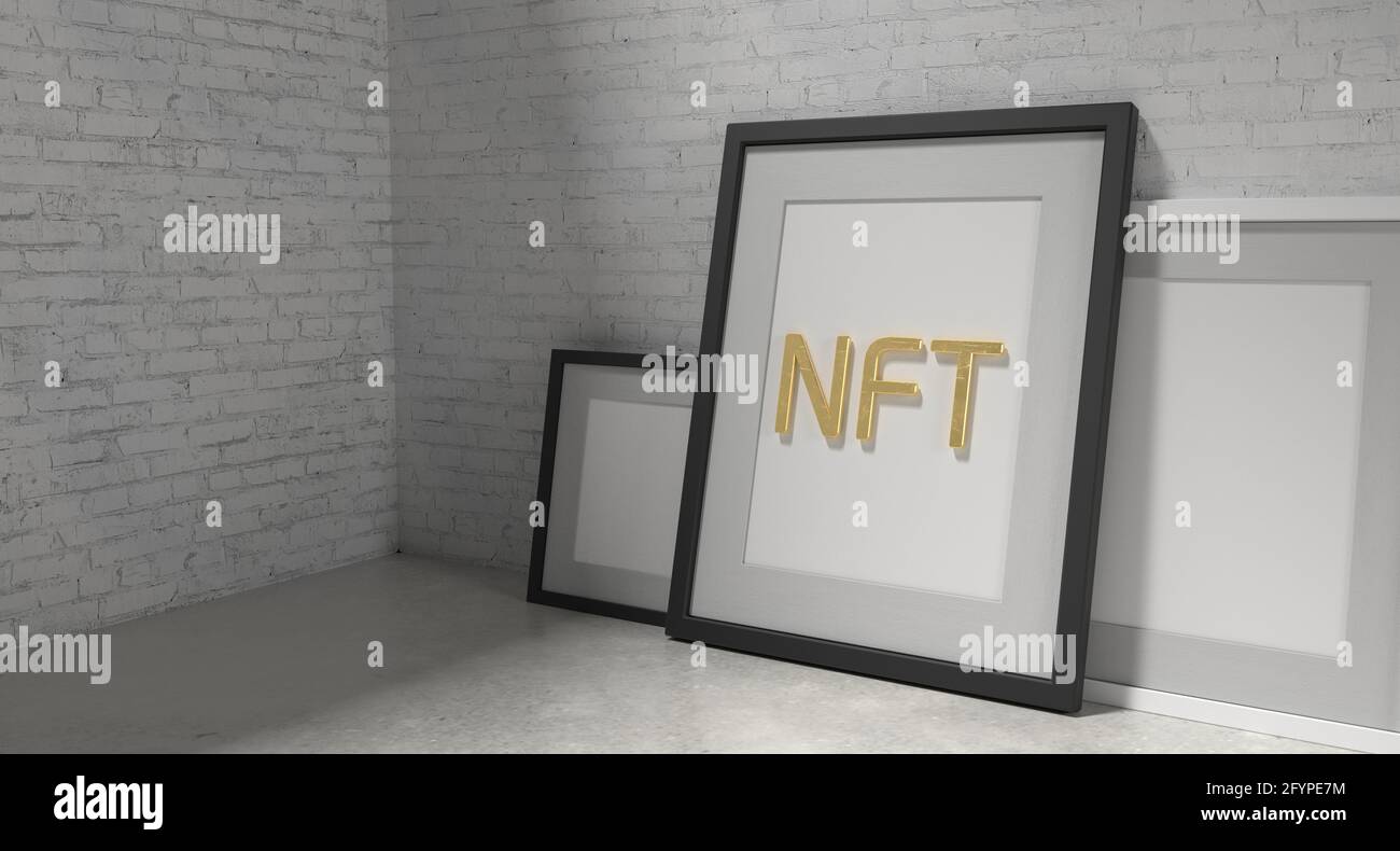 NFT può essere utilizzato per modificare le creazioni digitali, come arte digitale, oggetti di videogiochi e file musicali. Foto Stock