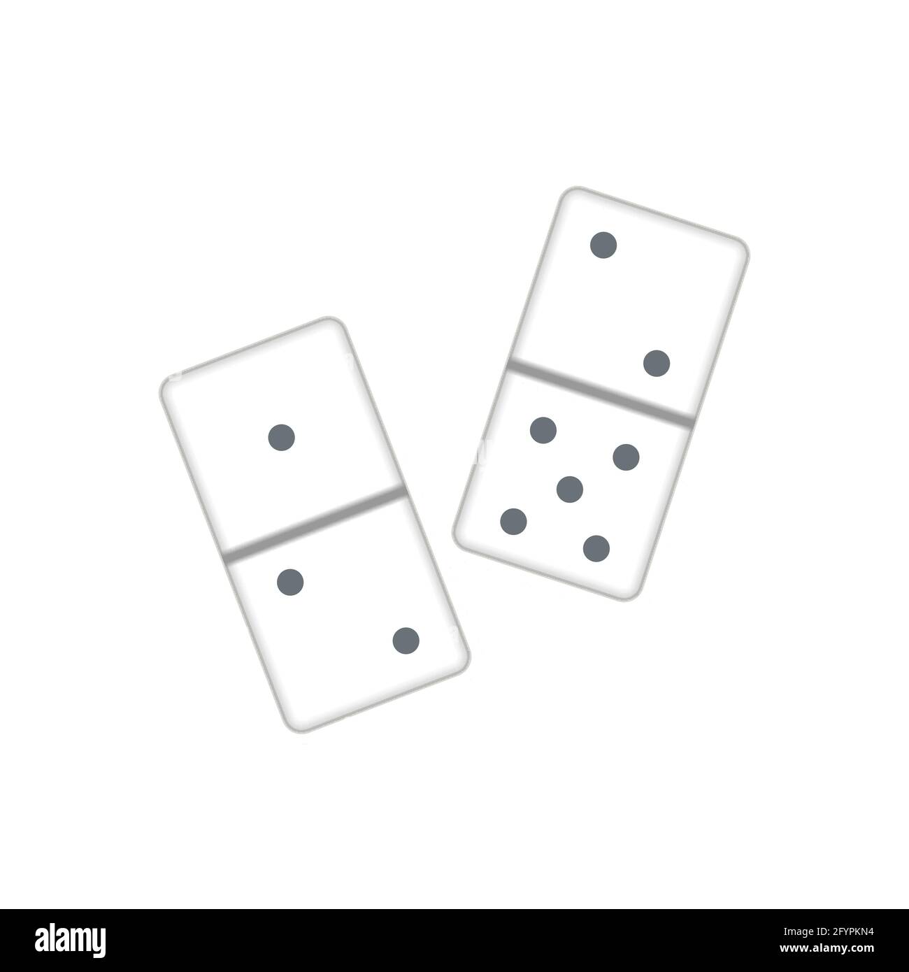 Un paio di pezzi realistici di dominoi bianchi isolati su bianco Illustrazione Vettoriale
