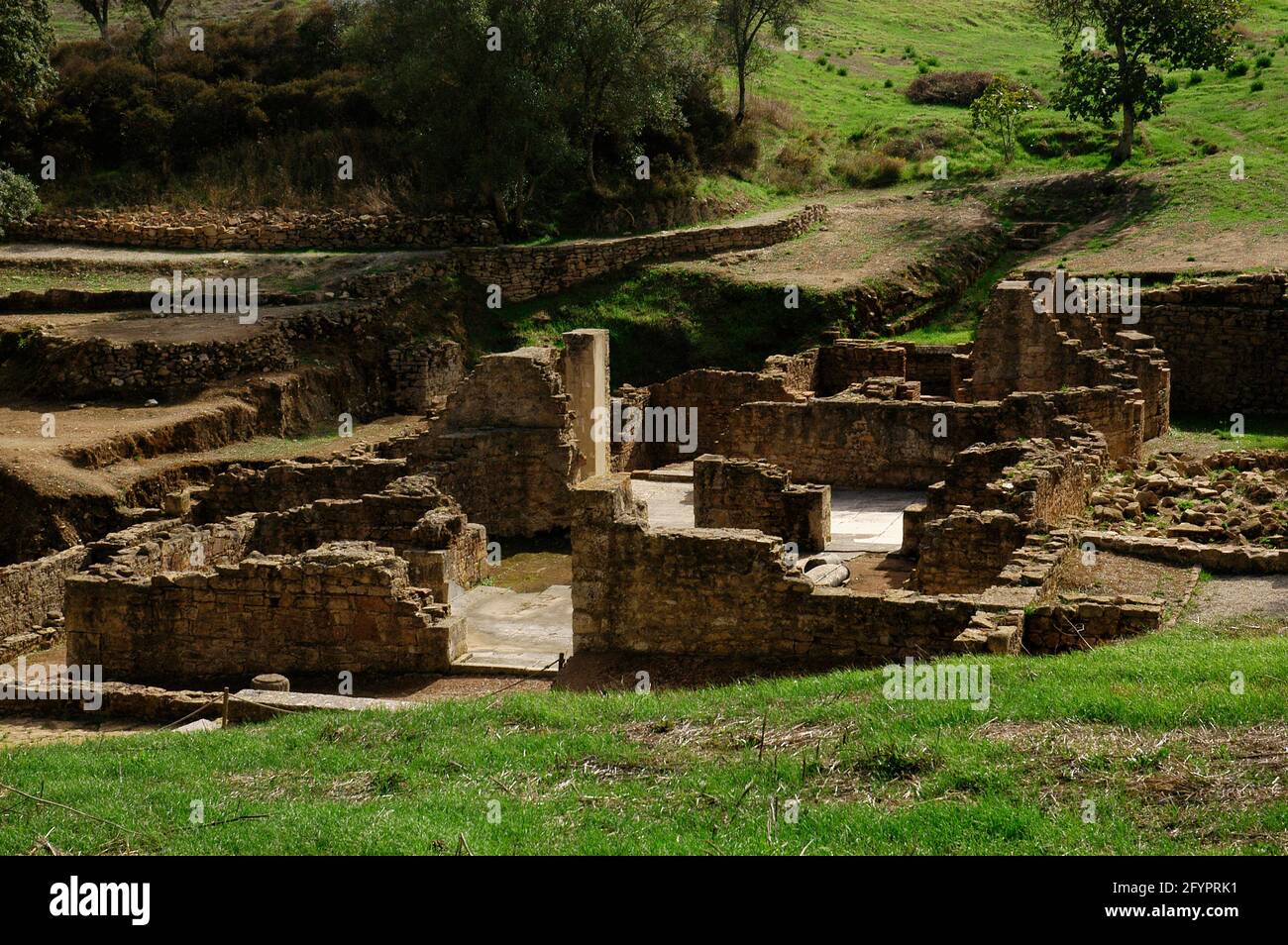 Portogallo. Rovine romane di Miróbriga. Antico insediamento lusitaniano le cui rovine odierne sono datate al periodo romano, tra il i e il IV secolo. Bagni ad ovest, II secolo. Dintorni di Santiago do Cacém. Regione di Alentejo. Foto Stock