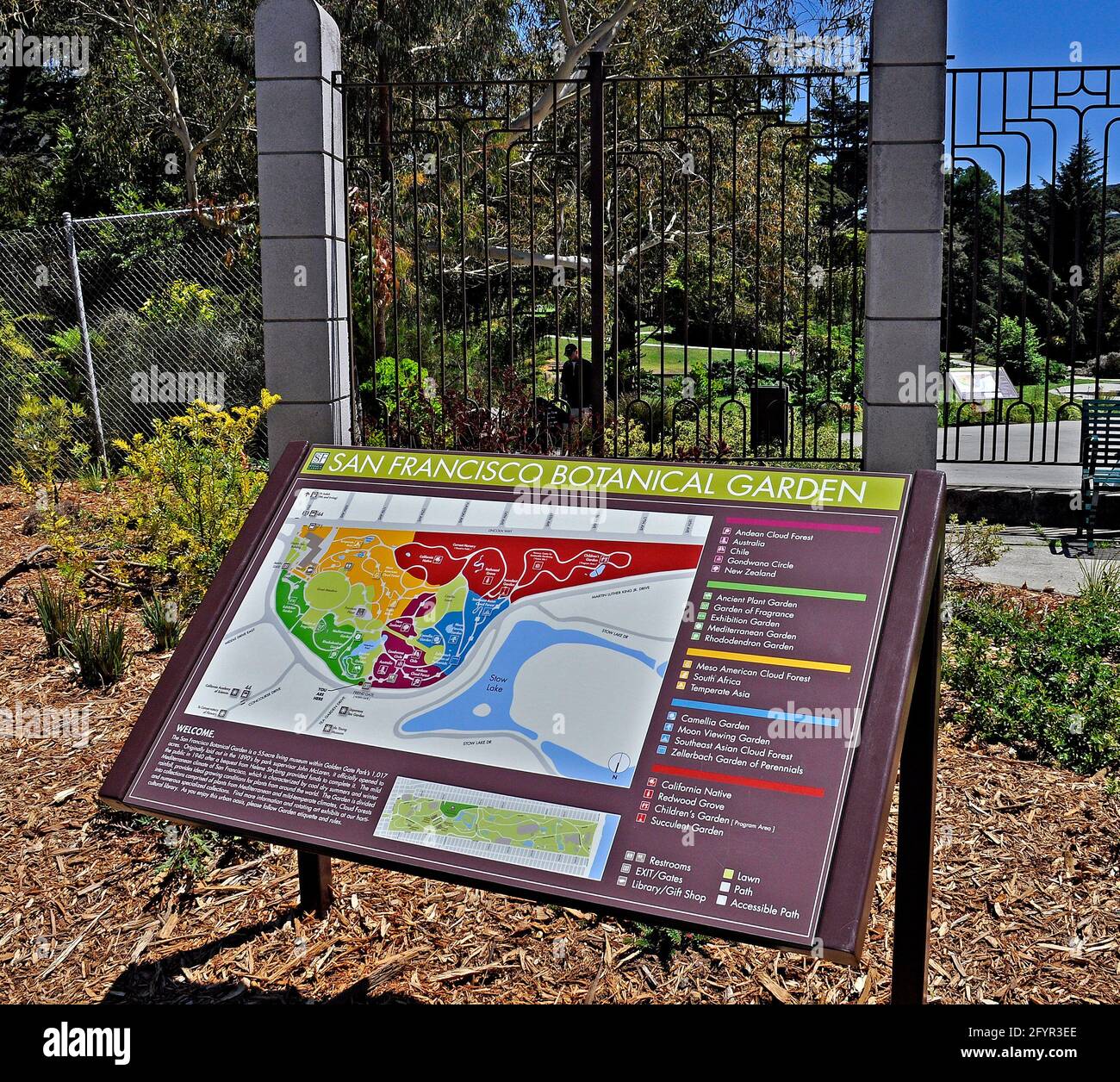 Cartografia dei Giardini Botanici di San Francisco all'ingresso del Golden Gate Park, San Francisco, California, Foto Stock