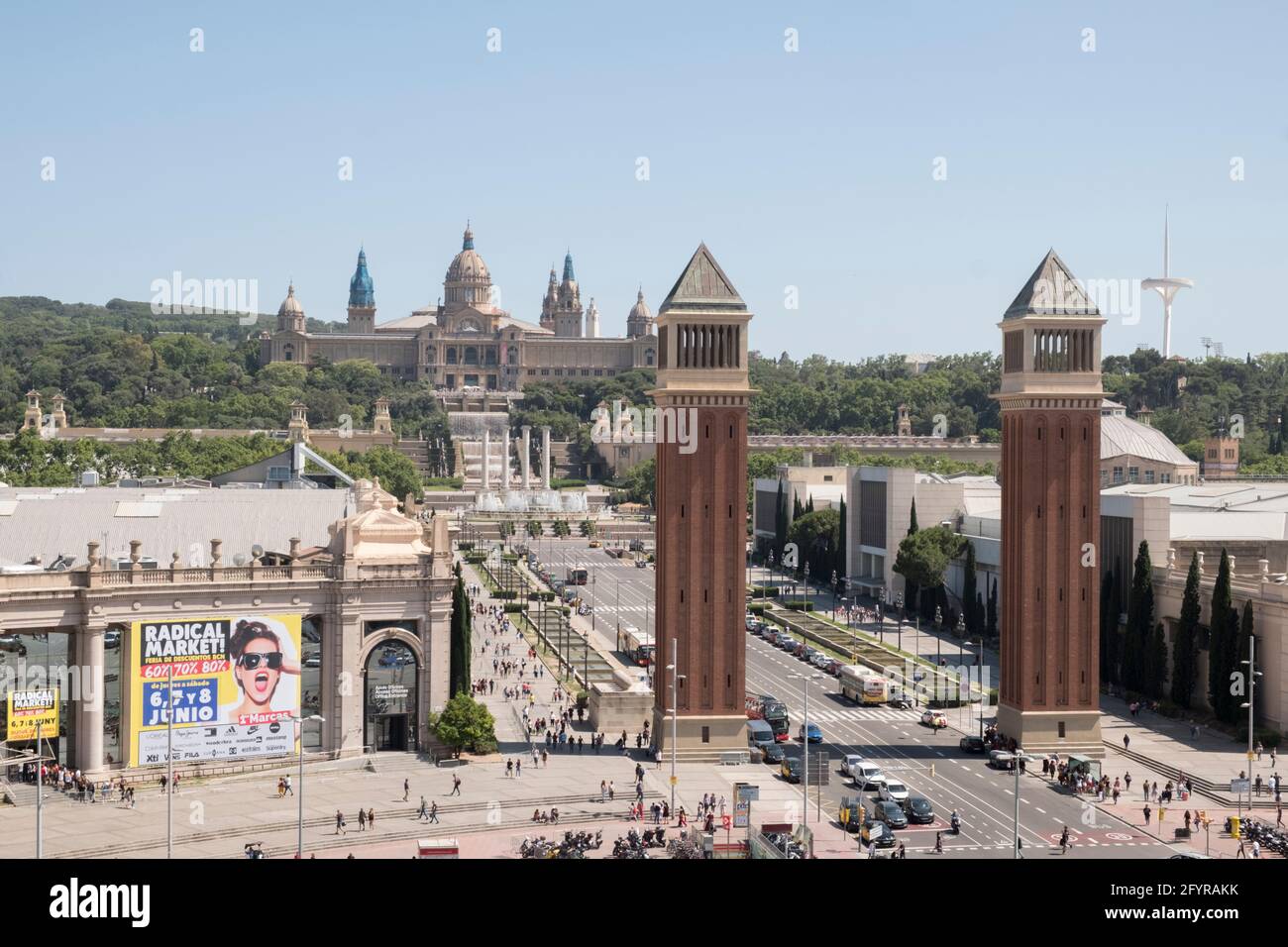 Montjuic, Barcellona, Spagna, Plaza de España Foto Stock