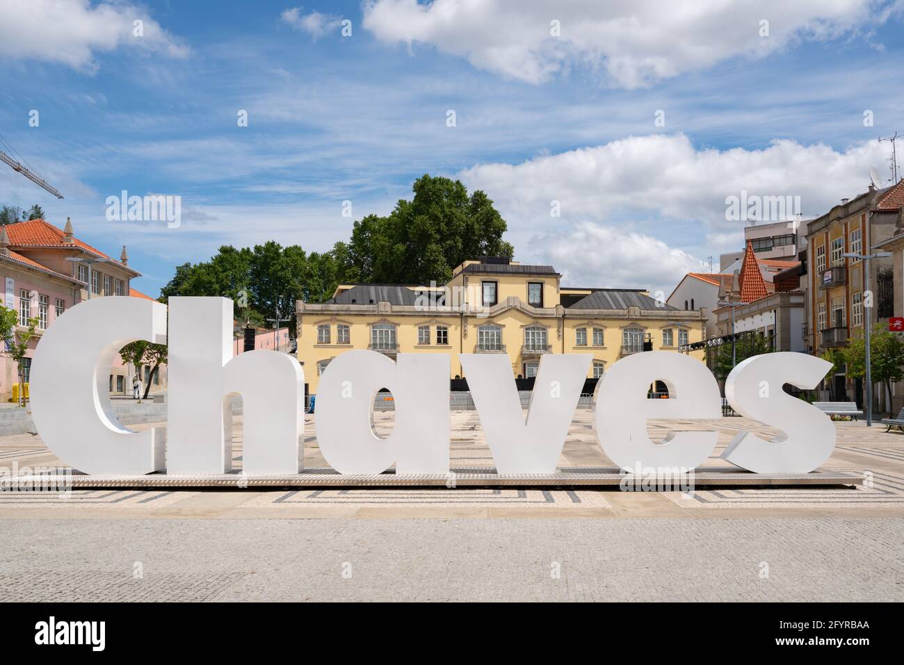 Chaves centro città lettere punto turistico in Portogallo Foto Stock