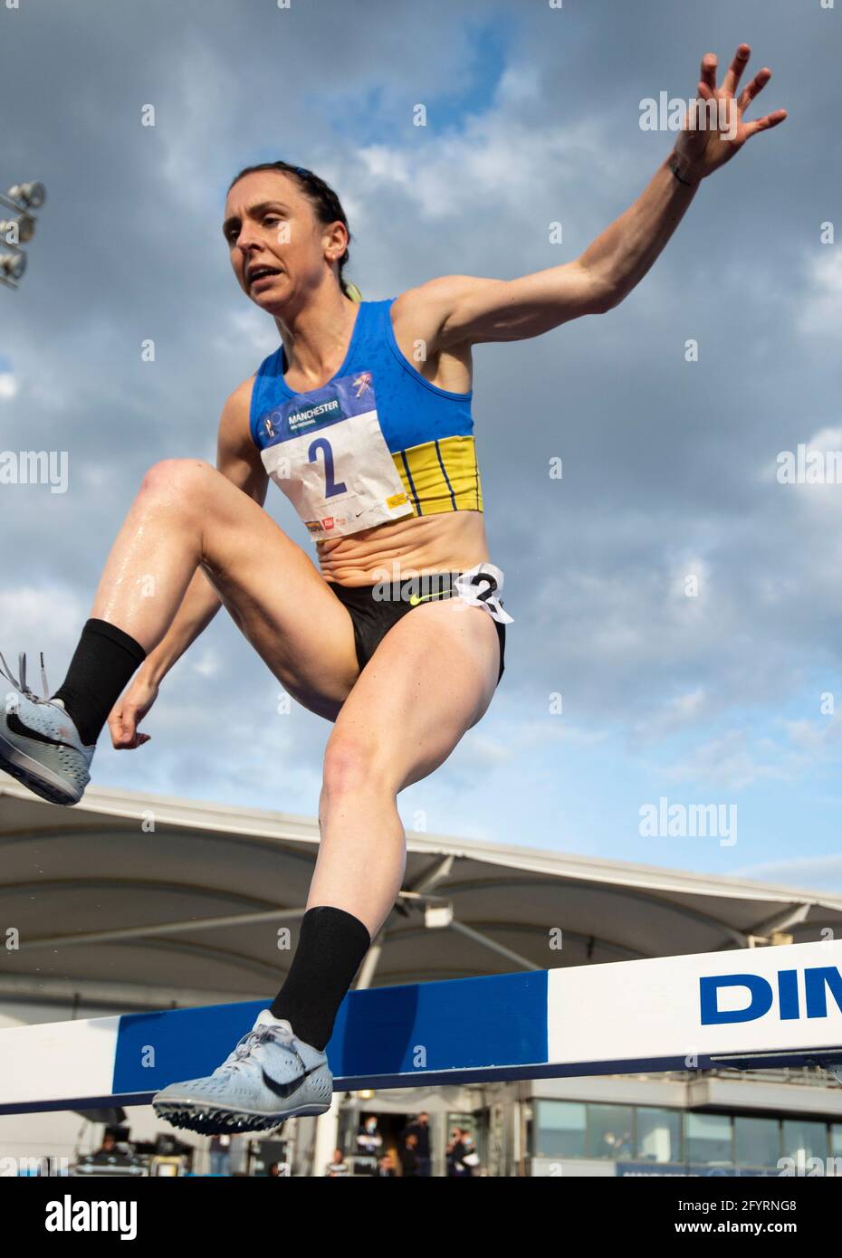 MANCHESTER - INGHILTERRA. 27 MAGGIO: Gemma Kersey in gara nella steeplechase da 3000 m durante l'evento di atletica internazionale di Manchester a SportCity, Manica Foto Stock