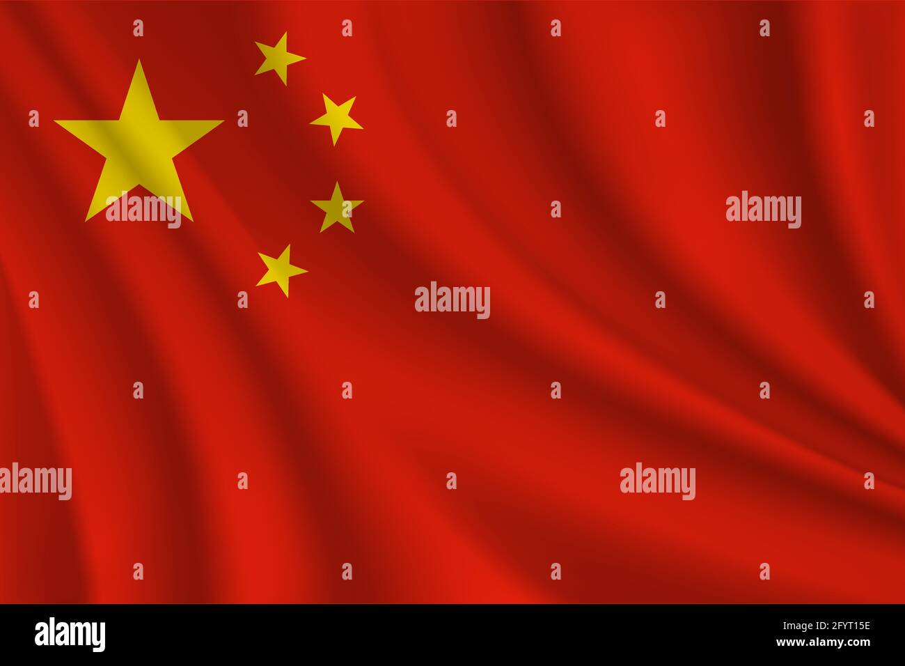 Vettore di bandiera cinese realistico ondulato Illustrazione Vettoriale