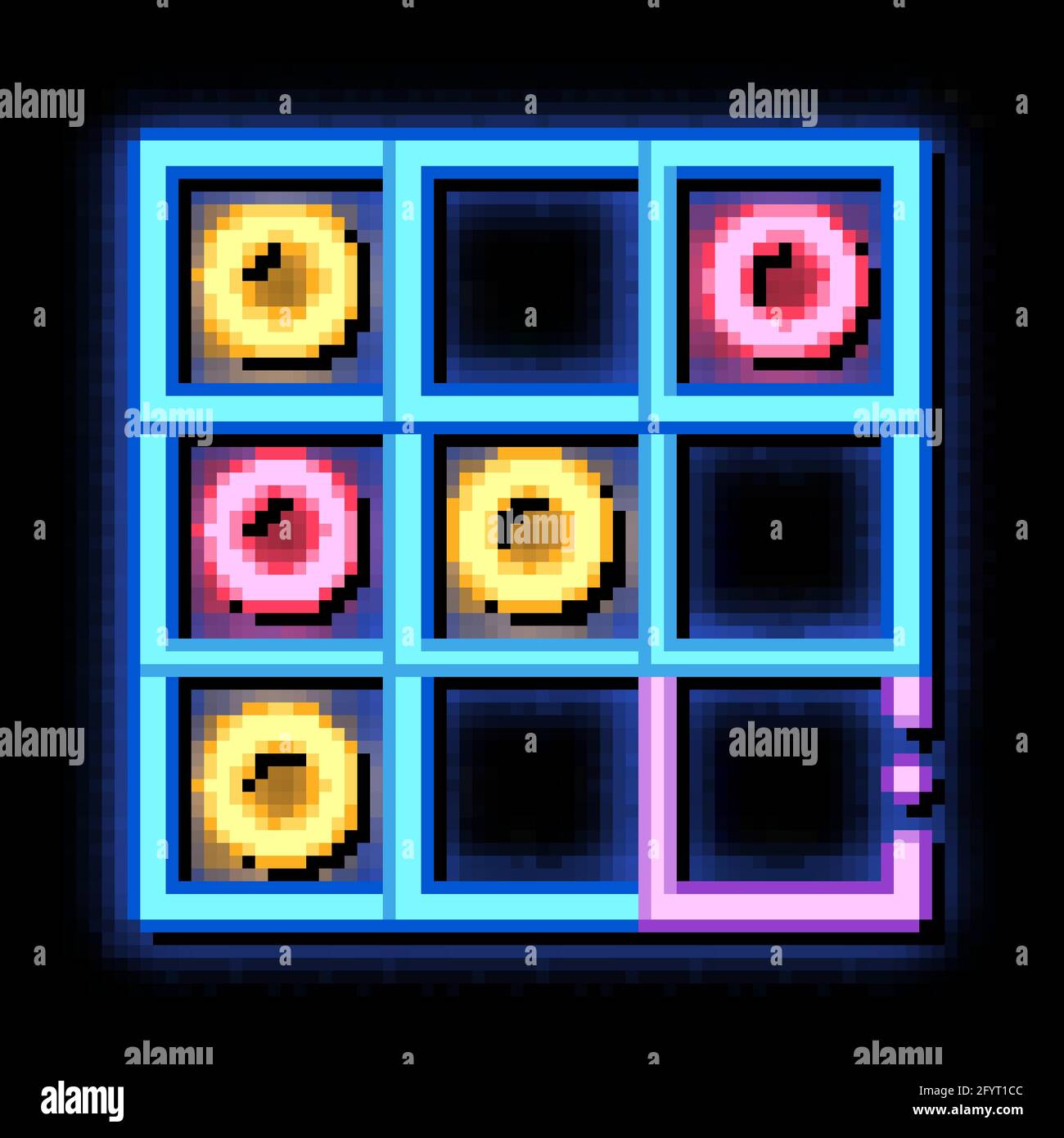 Gioco interattivo per bambini Drafts neon bagliore icona illustrazione Illustrazione Vettoriale