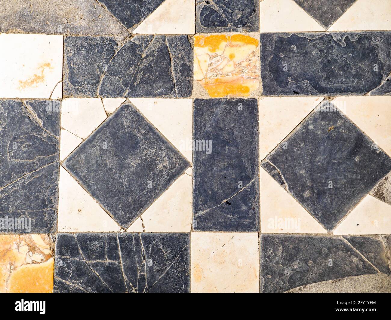Pavimento a mosaico - Casa dello scheletro (Casa dello Scheletro) - rovine di Ercolano, Italia Foto Stock