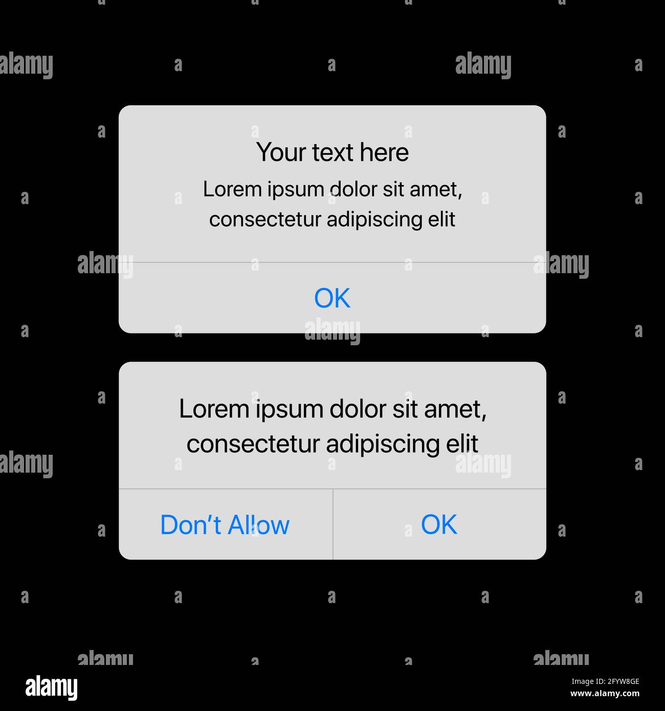 Modello caselle di notifica. Avviso o interfaccia messaggi dello smartphone. Illustrazione vettoriale Illustrazione Vettoriale