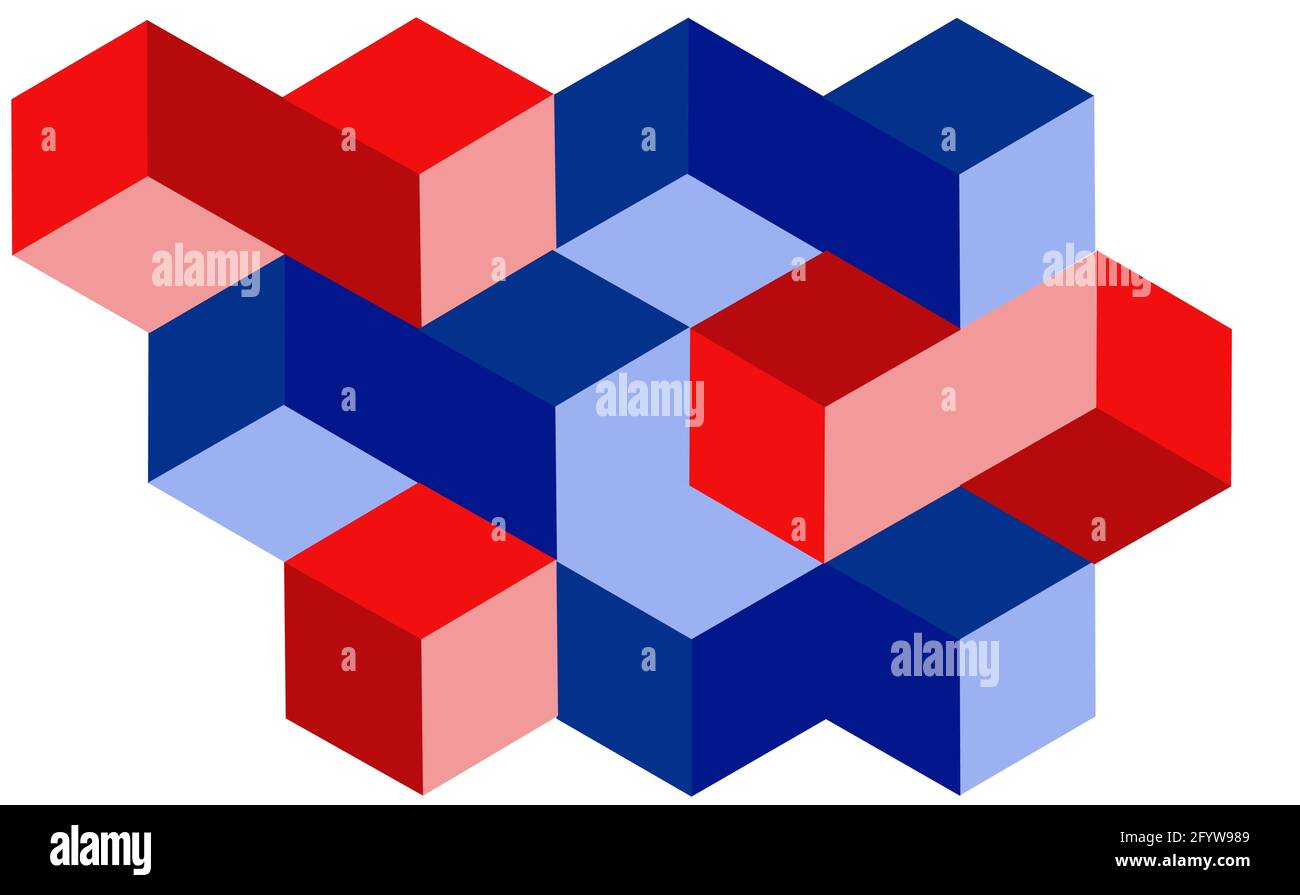 Cubi izometrici colorati a composizione astratta Illustrazione Vettoriale