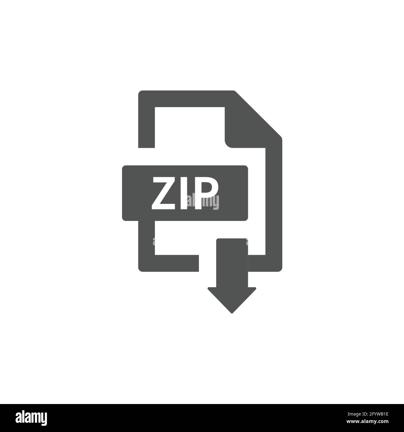 Download del file ZIP con il pulsante freccia. Semplice icona nera. Illustrazione Vettoriale