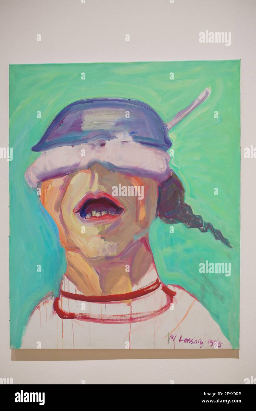 Maria Lassnig, era un'artista austriaca conosciuta per i suoi autoritratti dipinti e per la sua teoria della 'consapevolezza del corpo' Foto Stock