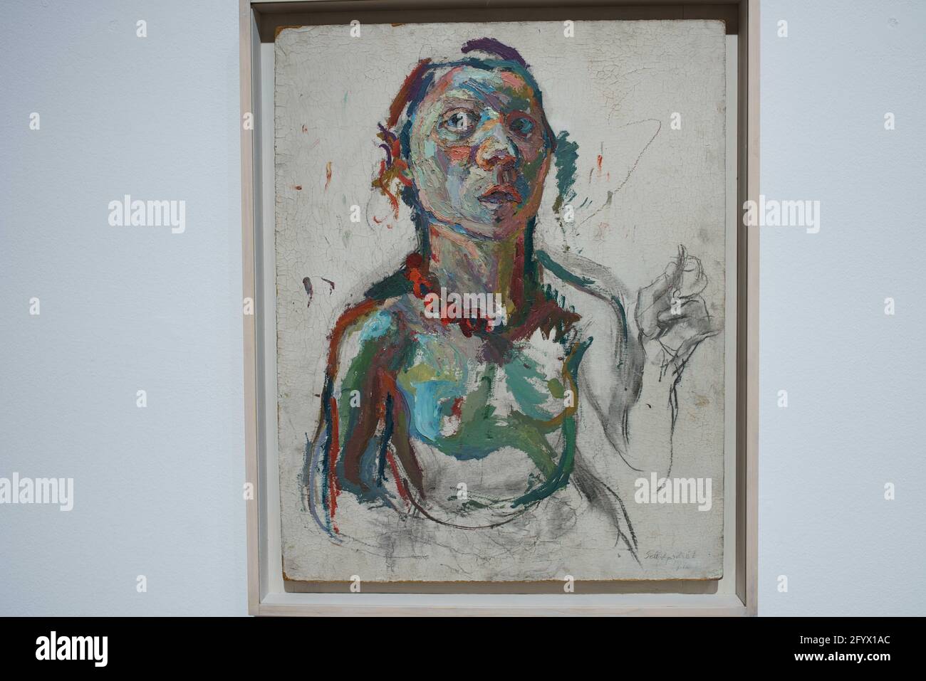 Maria Lassnig, era un'artista austriaca conosciuta per i suoi autoritratti dipinti e per la sua teoria della 'consapevolezza del corpo' Foto Stock