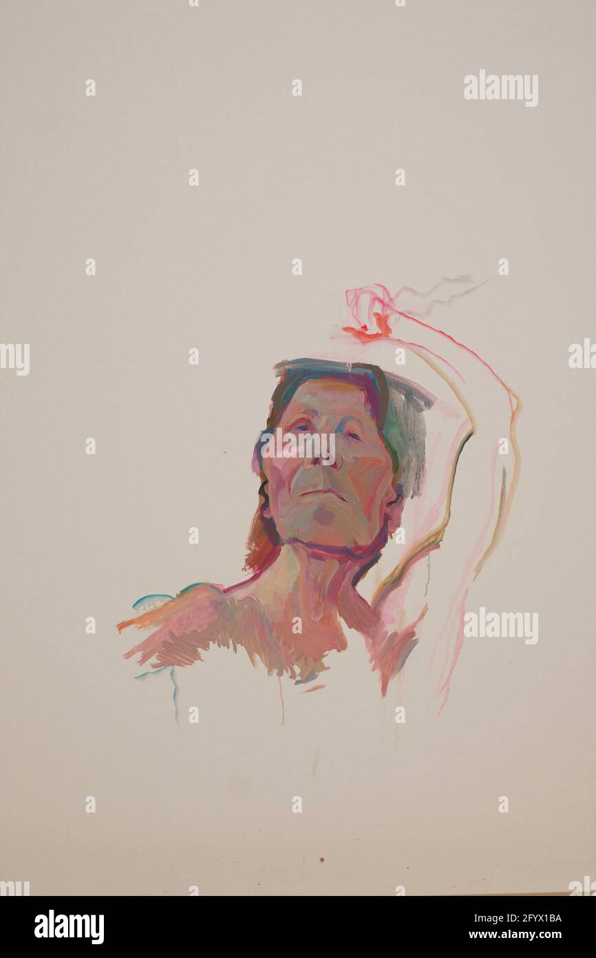 Maria Lassnig, era un'artista austriaca conosciuta per i suoi autoritratti dipinti e per la sua teoria della 'consapevolezza del corpo' Foto Stock