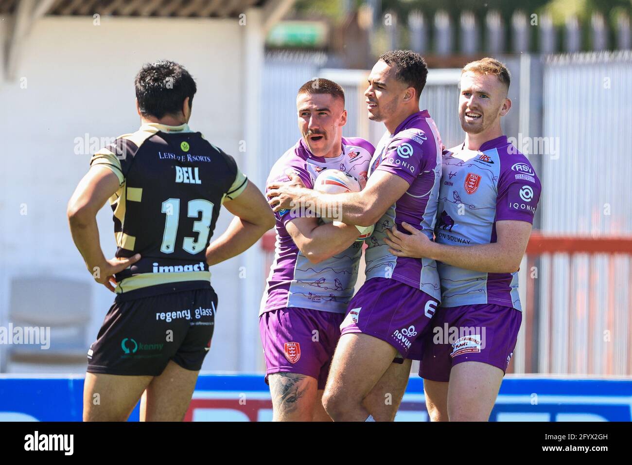 Greg Minikin (3) di Hull KR celebra la sua prova in, il 30/5/2021. (Foto di Mark Cosgrove/News Images/Sipa USA) Credit: Sipa USA/Alamy Live News Foto Stock