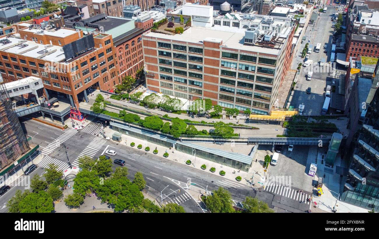 Vista aerea della High Line, Manhattan, New York, Stati Uniti Foto Stock
