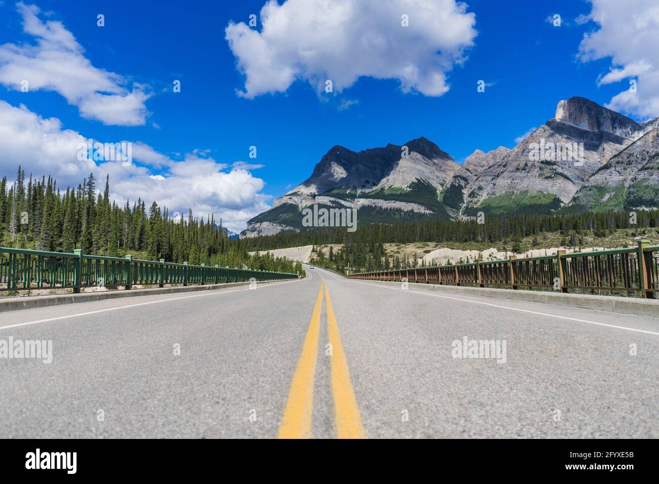 Prendendo il percorso panoramico mentre si è in viaggio, il parco nazionale di Jasper, Alberta, Canada Foto Stock