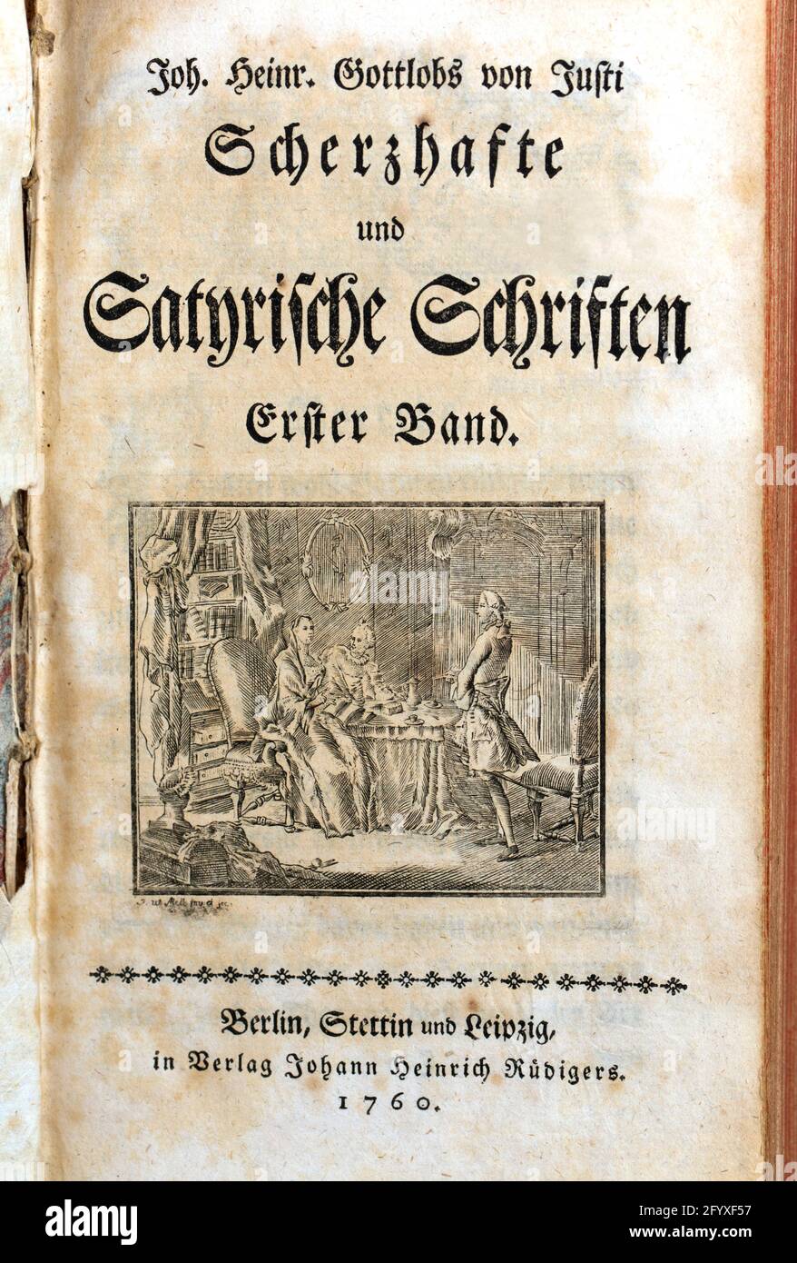 Libro di Johann Heinrich Gottlob von Justi del 1760, Anaxagoras vom Occident, Editore Johann Heinrich Rüdigers Foto Stock