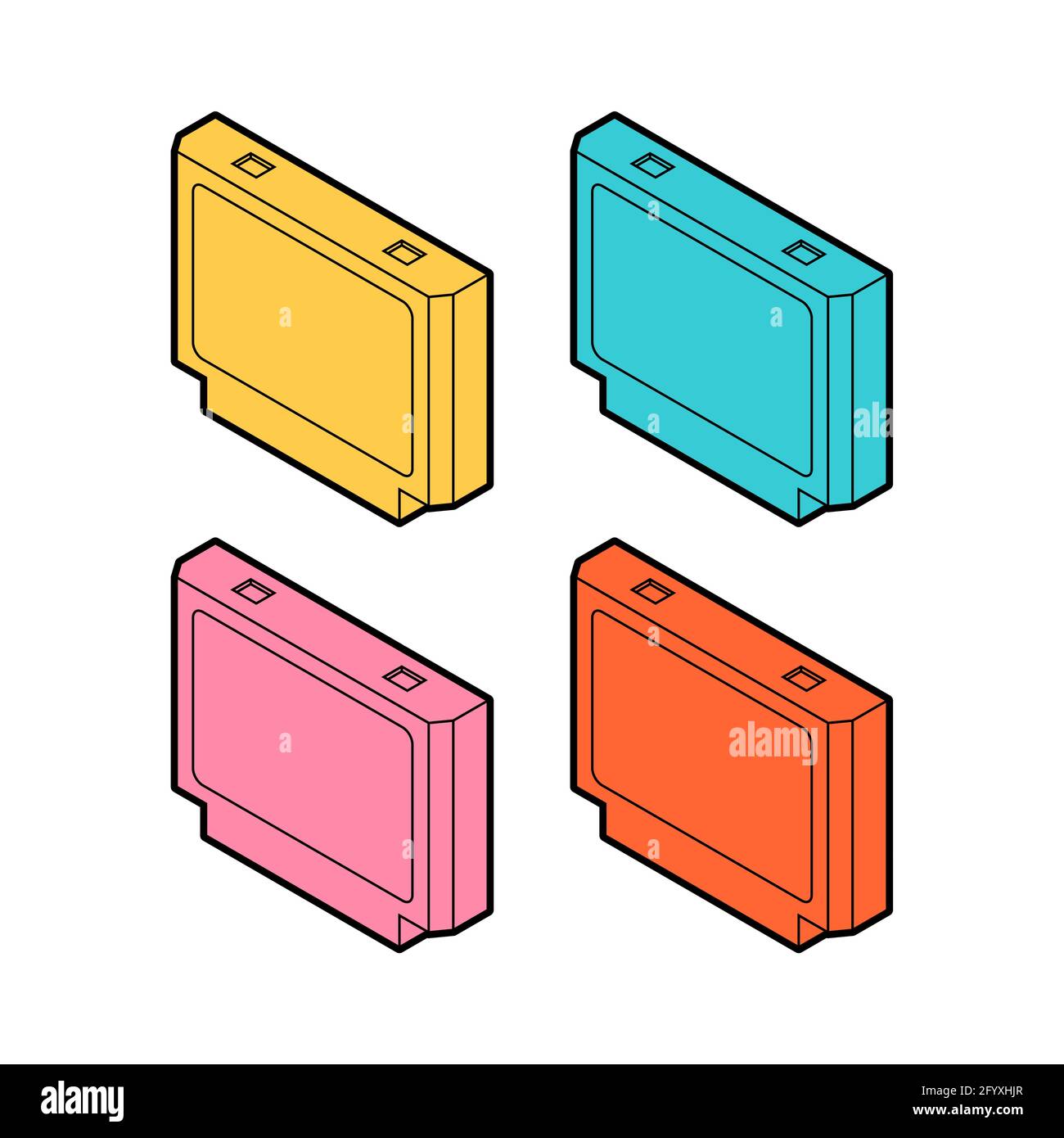 set di cartucce per videogiochi. Gioco TV retrò a 8 bit. Illustrazione Vettoriale