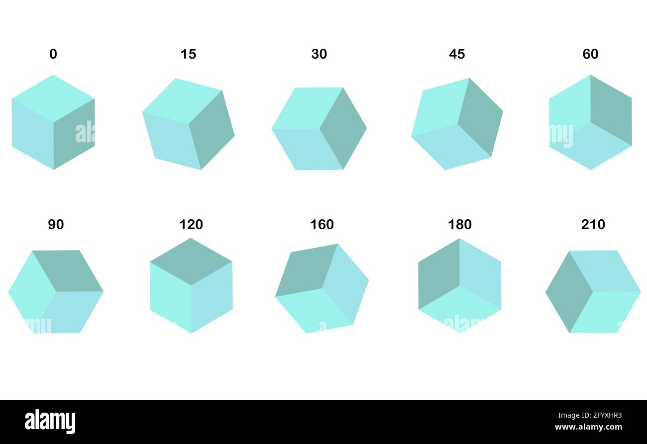 Set di cubi, angolo di inclinazione, isometria.colore blu Illustrazione Vettoriale