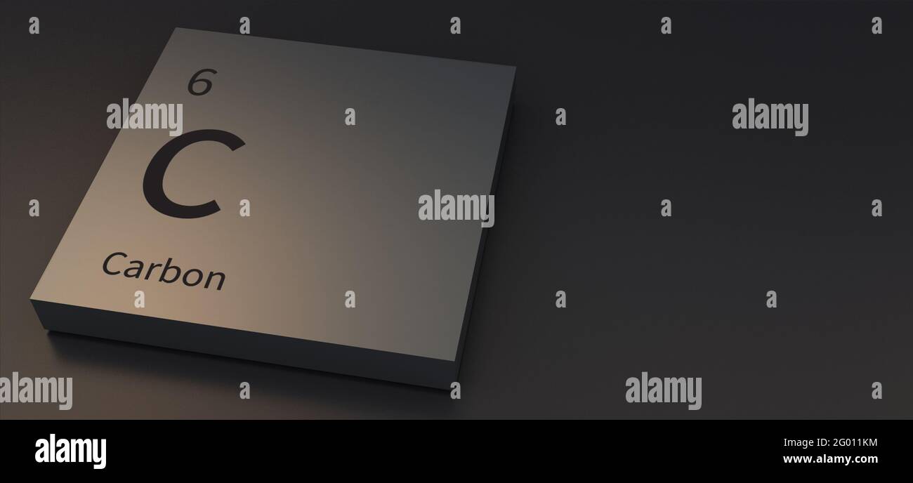 Elementi in carbonio su tavola periodica illustrazione 3d. Foto Stock