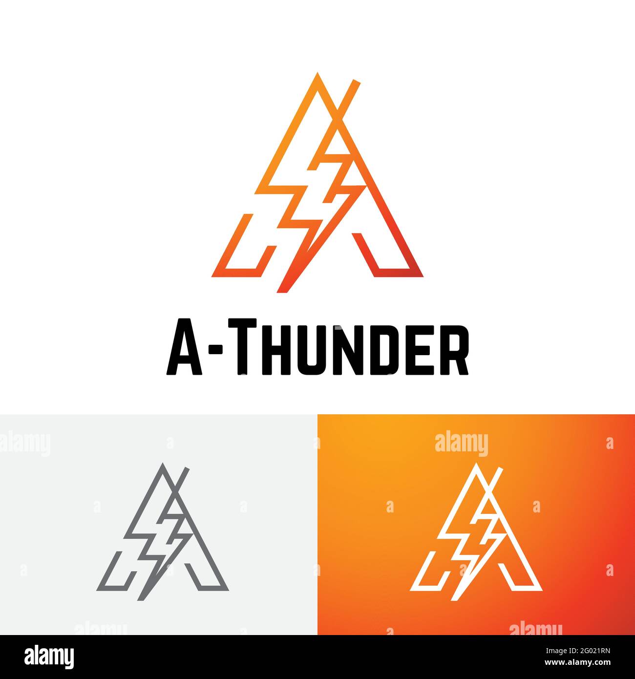 Una lettera Thunder Storm Power Energy Electricity Line Logo Illustrazione Vettoriale