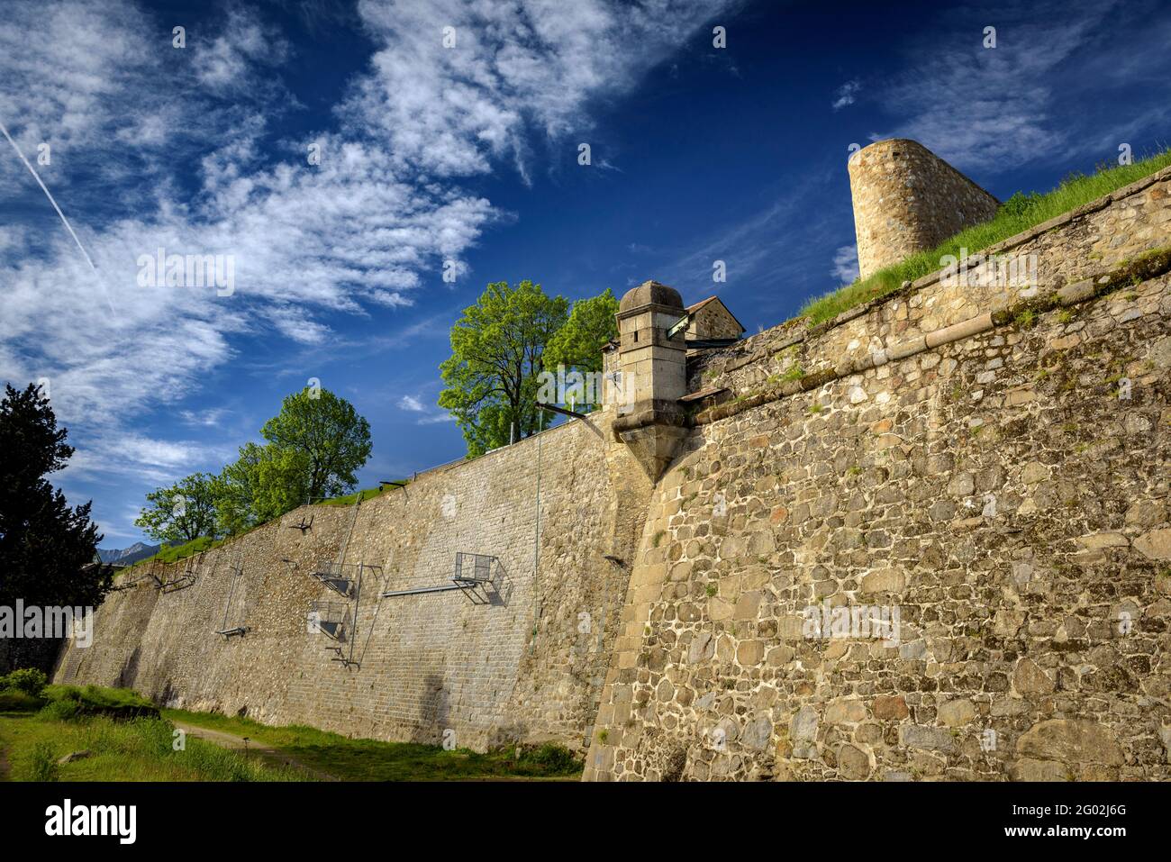 Fortificazione di Vauban che cinta la città di Mont-Louis (Pirenei Orientali, Occitania, Francia) Foto Stock