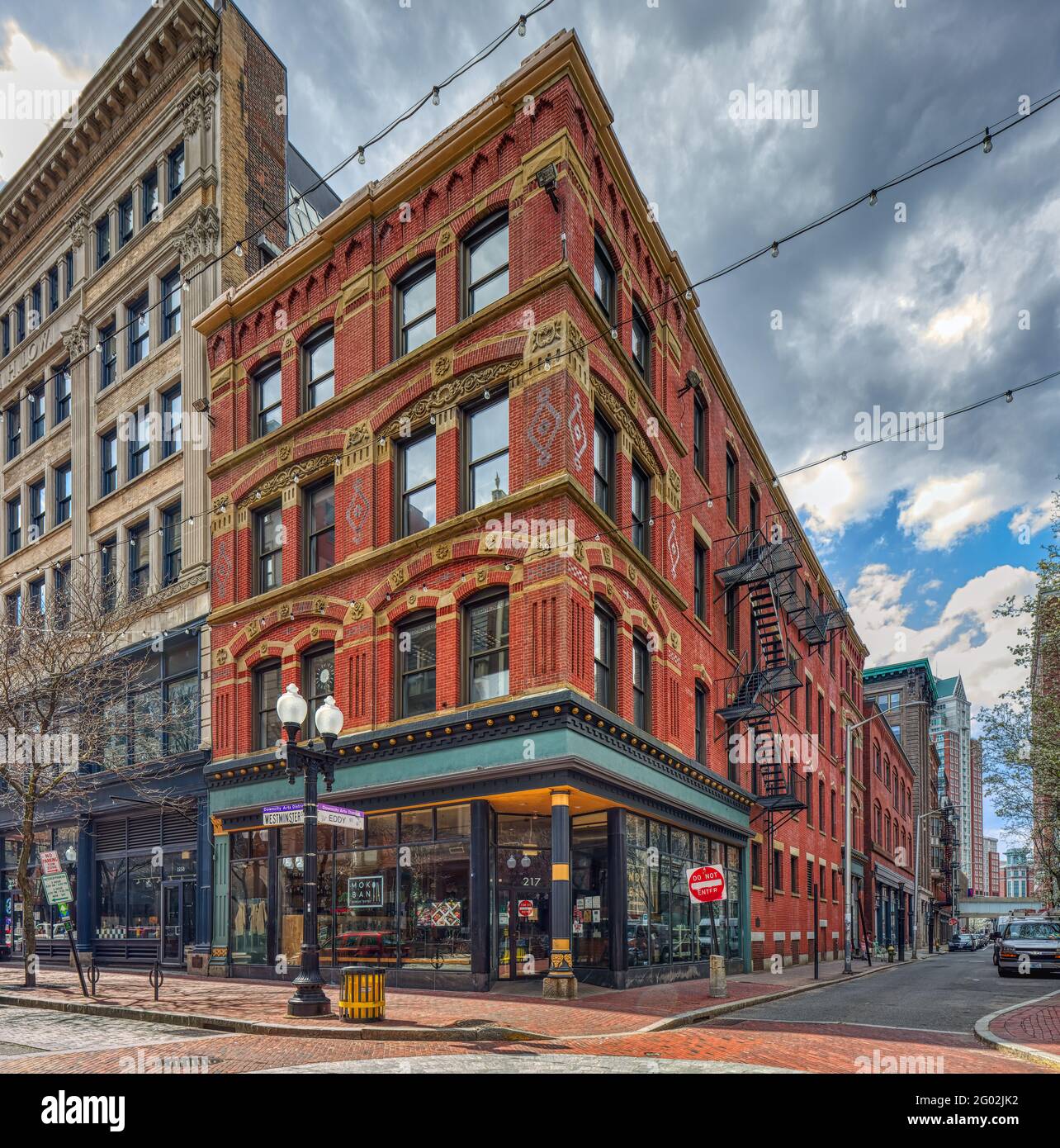 Hannah Greene Estate Building, 217 Westminster Street, costruito nel 1879. Foto Stock