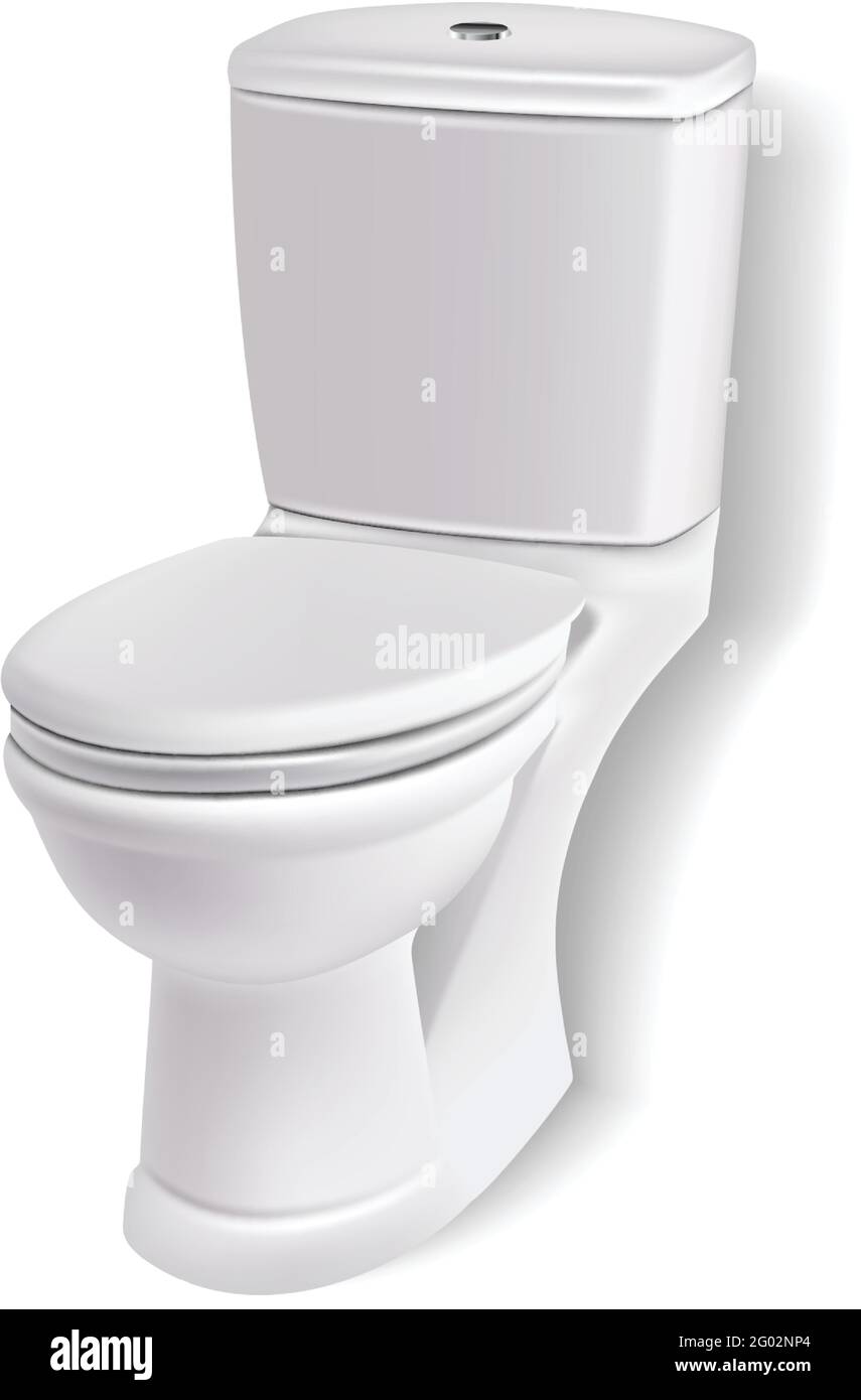 immagine vettoriale realistica icona di un wc in porcellana bianca sedersi con una copertura. Isolato su sfondo bianco. Illustrazione Vettoriale