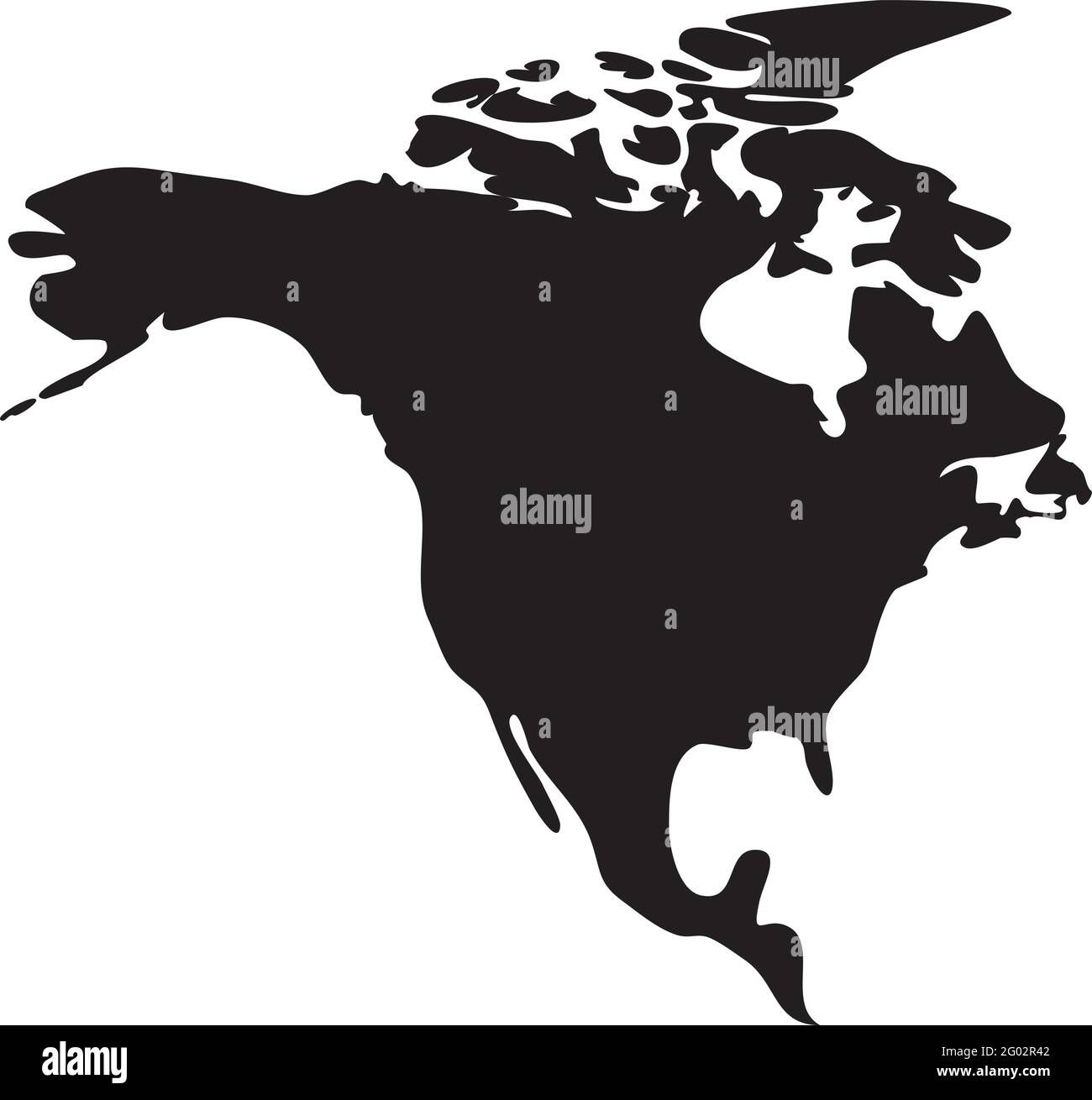 Scheda grafica vettoriale con profilo nero del Nord America. Sfondo bianco Illustrazione Vettoriale