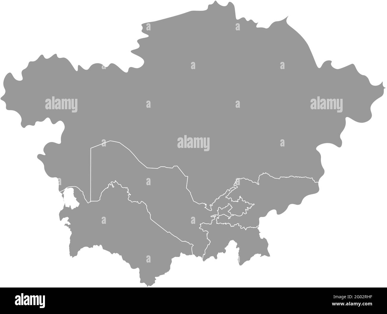 Illustrazione vettoriale con mappa semplificata dei paesi asiatici. Regione centrale (Kazakistan, Tagikistan, Kirghizistan, Turkmenistan, Uzbekistan Illustrazione Vettoriale