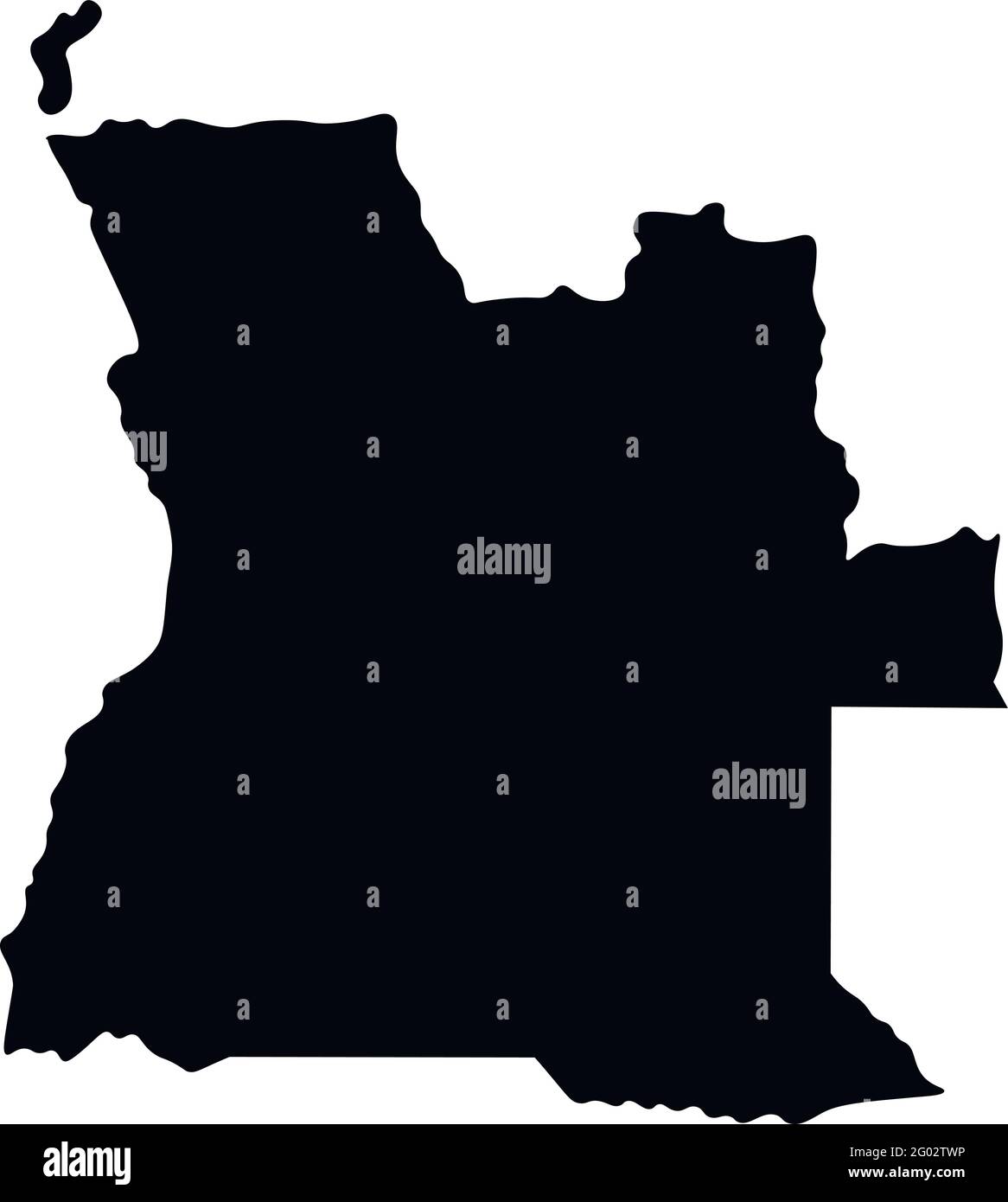 Icona di illustrazione semplificata con profilo nero della mappa angolana isolata dal vettore. Sfondo bianco Illustrazione Vettoriale