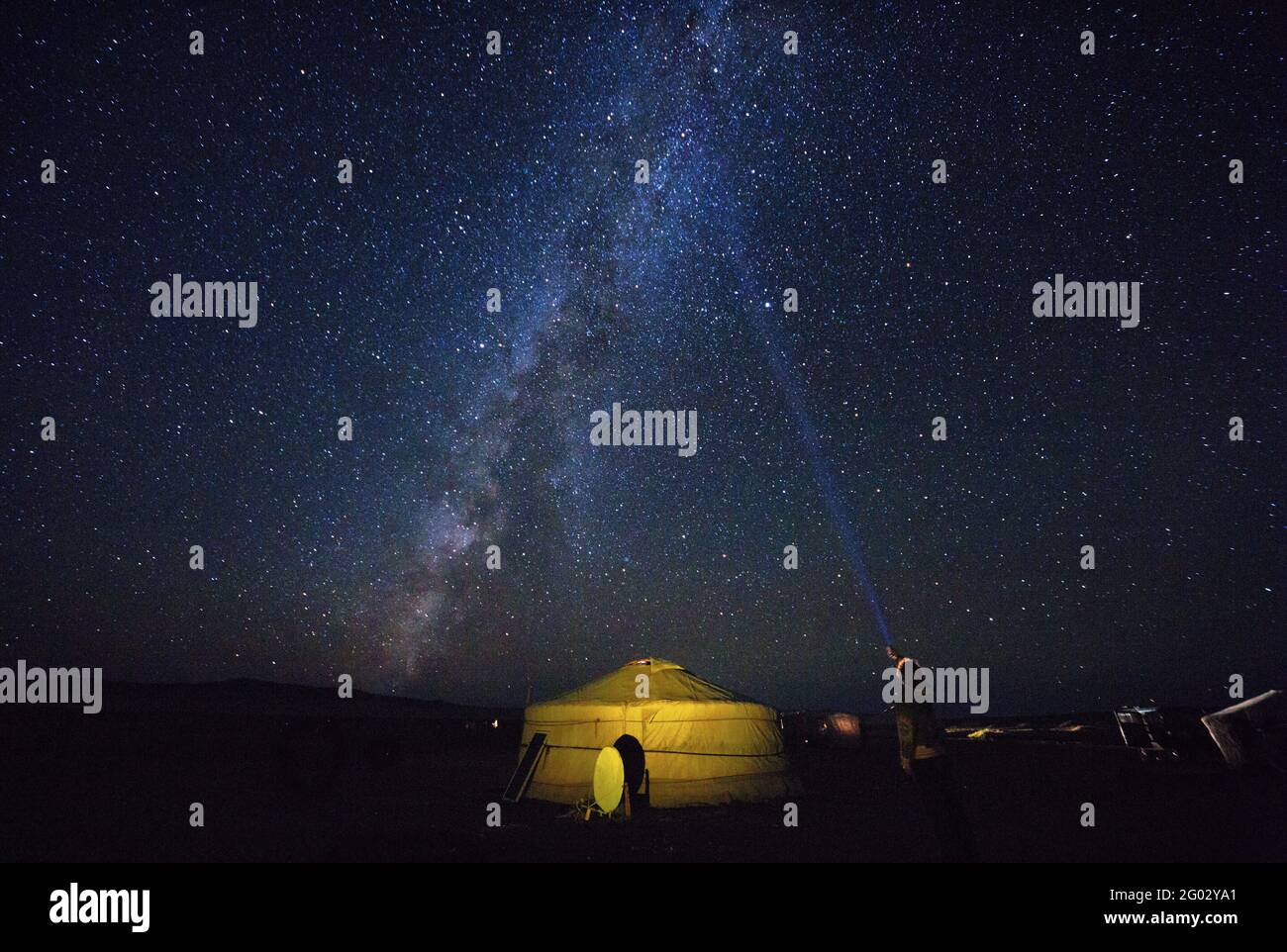 Stelle e urti nel deserto di Gobi Foto Stock