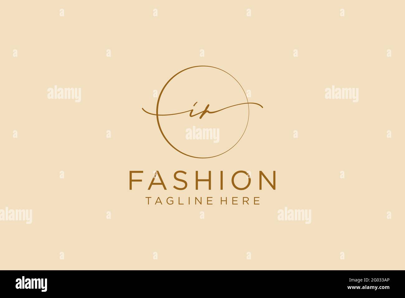 Monogramma di bellezza con logo IR Femminile e design elegante con logo, logo scritto a mano della firma iniziale, matrimonio, moda, floreale e botanico con creatività Illustrazione Vettoriale