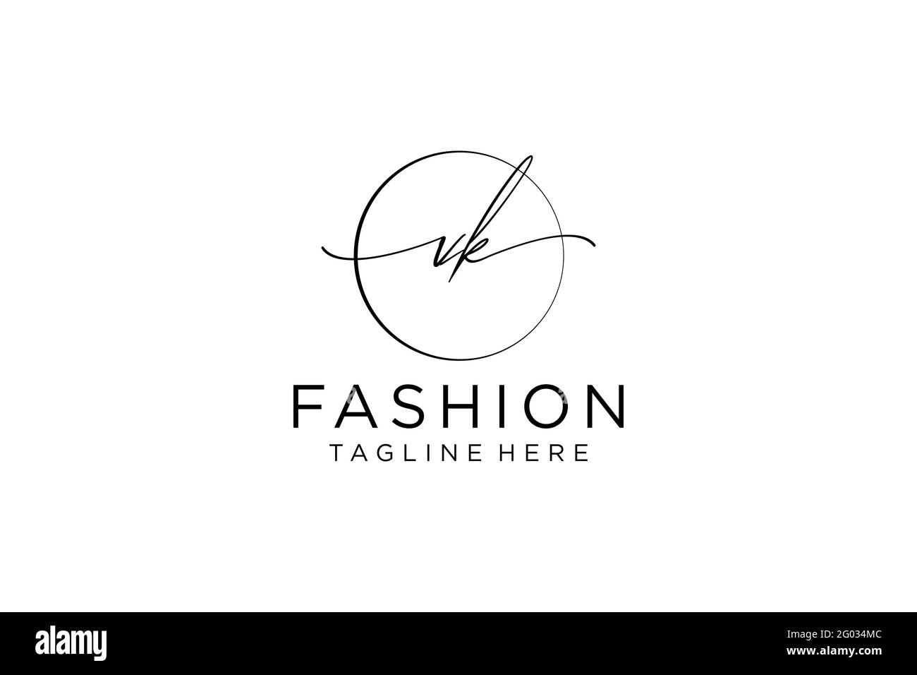 VK Monogramma di bellezza del logo femminile e design elegante del logo, logo di scrittura a mano della firma iniziale, matrimonio, moda, floreale e botanico con creativo Illustrazione Vettoriale