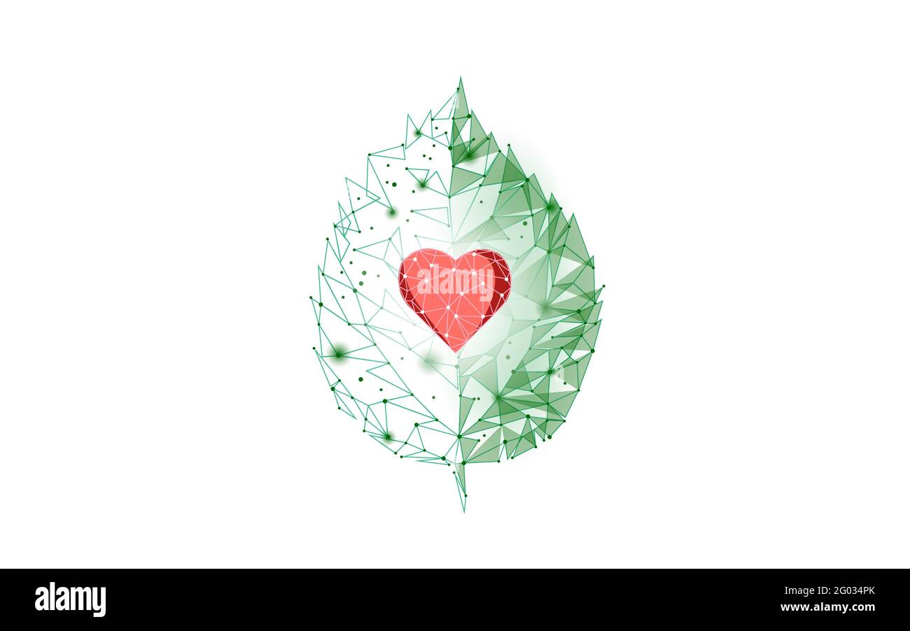 Pianta albero concetto astratto ecologico. Rendering 3D della foresta di alberi di semina. Salva pianeta Terra natura ambiente crescere vita eco poligono triangoli basso poly Illustrazione Vettoriale