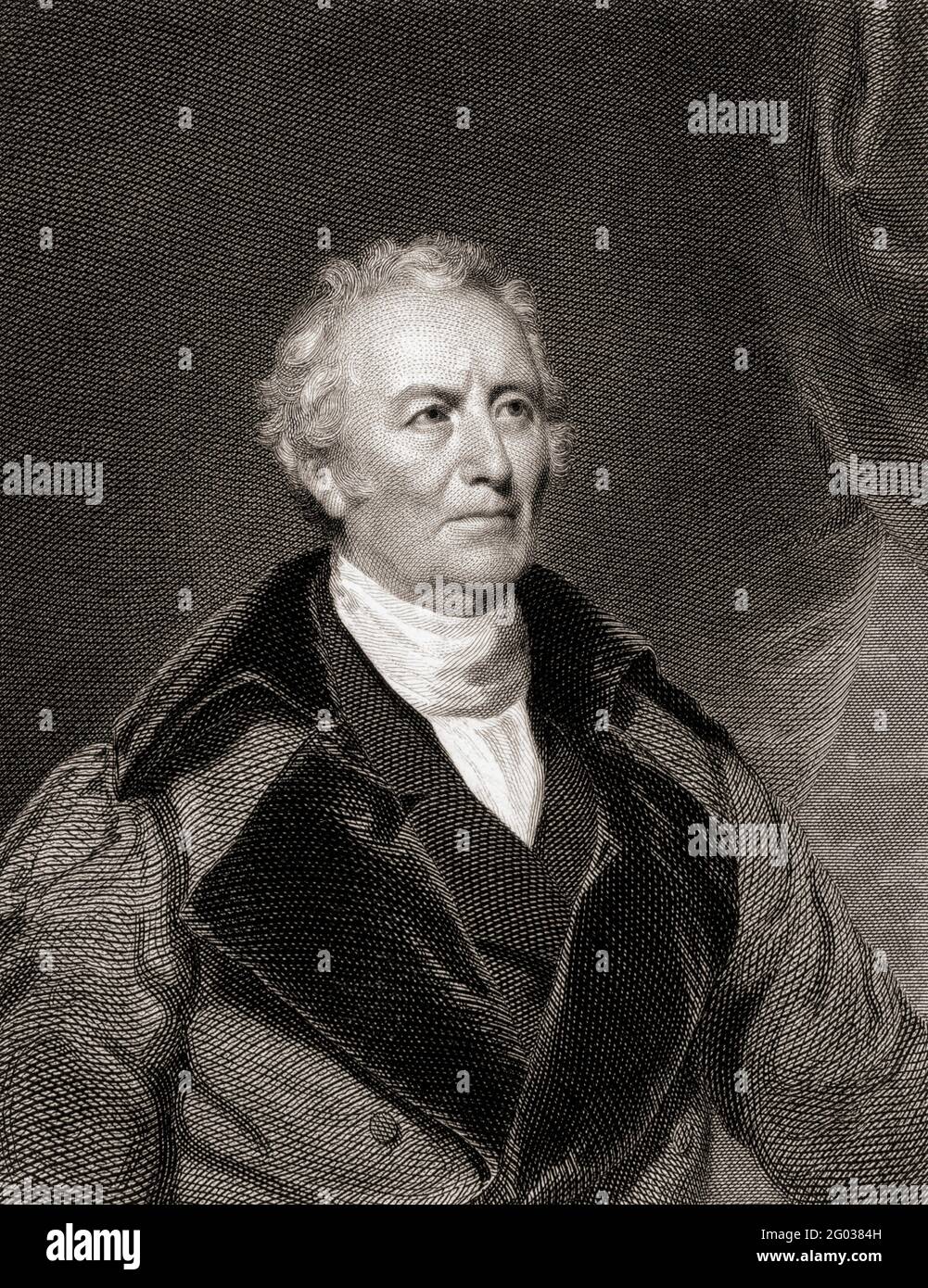 John Trumbull, 1756 - 1843. Artista americano durante la guerra rivoluzionaria americana. Quattro dei suoi dipinti sono appesi nella Rotunda della capitale degli Stati Uniti. Dopo un lavoro di Samuel Lovett Waldo. Foto Stock