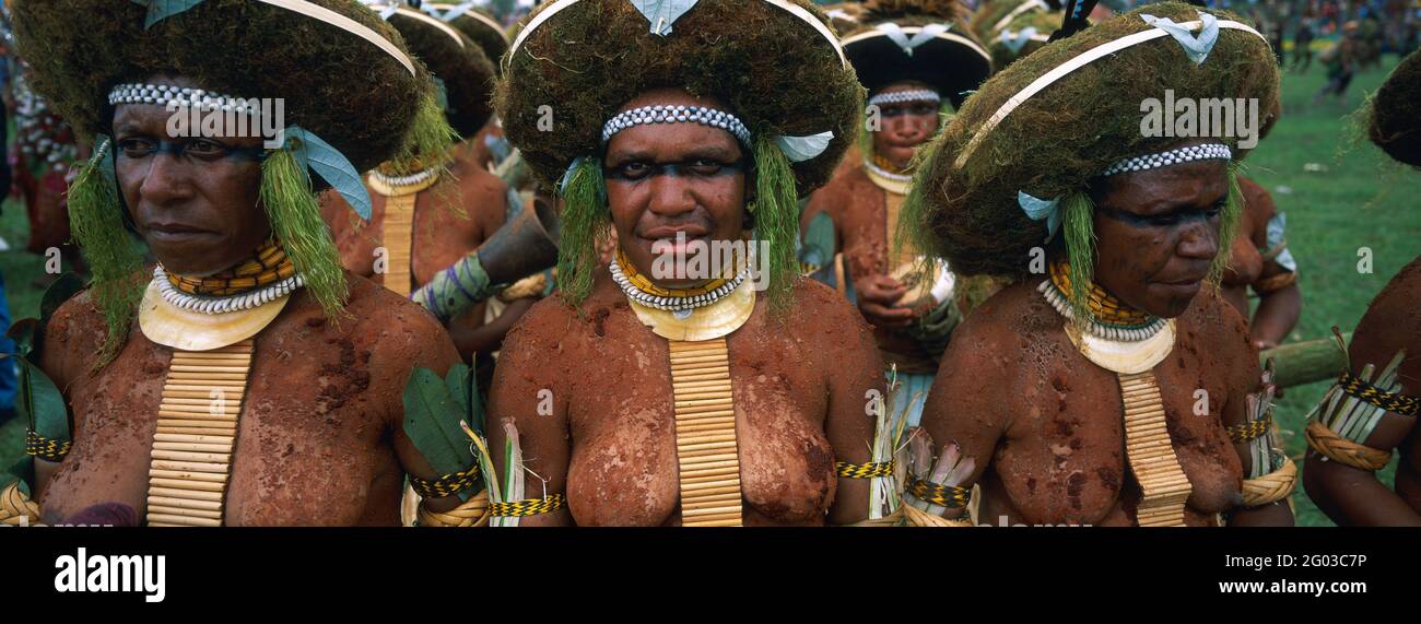 Papua Nuova Guinea, Highland occidentale., Mt. Hagen, Sing Sing del Monte Hagen - l'annuale Mt. Hagen Cultural Show riunisce molti gruppi etnici di A. Foto Stock