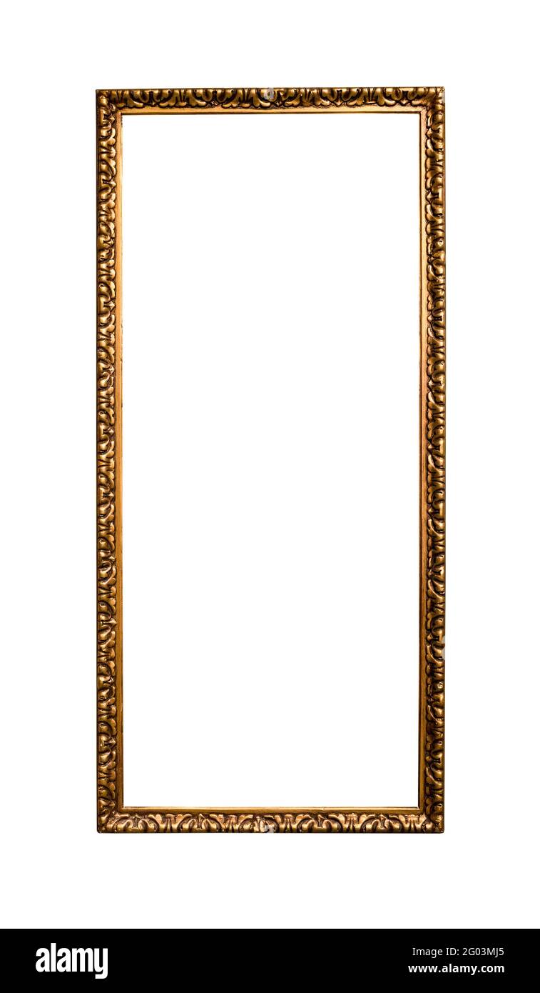 cornice sottile e alta in oro con tela tagliata isolata su sfondo bianco  Foto stock - Alamy