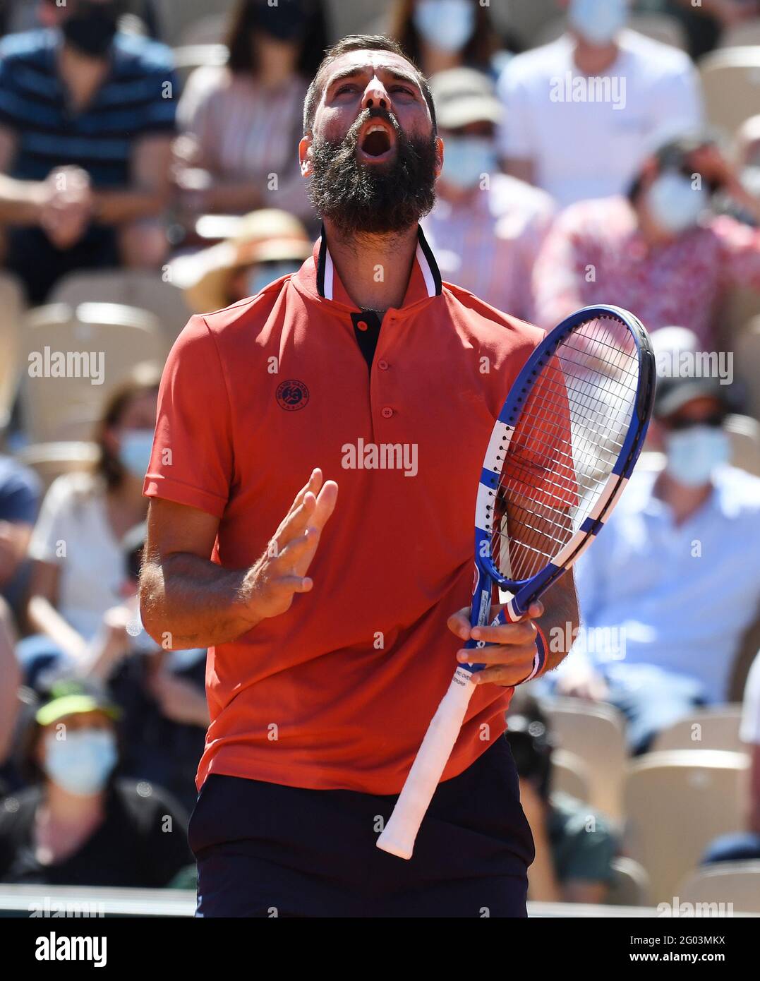 Parigi, fra. 31 maggio 2021. Parigi, Roland Garros, Francese Open Day 2 31/05/2021 Benoit Paire (fra) in prima partita Credit: Roger Parker/Alamy Live News Foto Stock