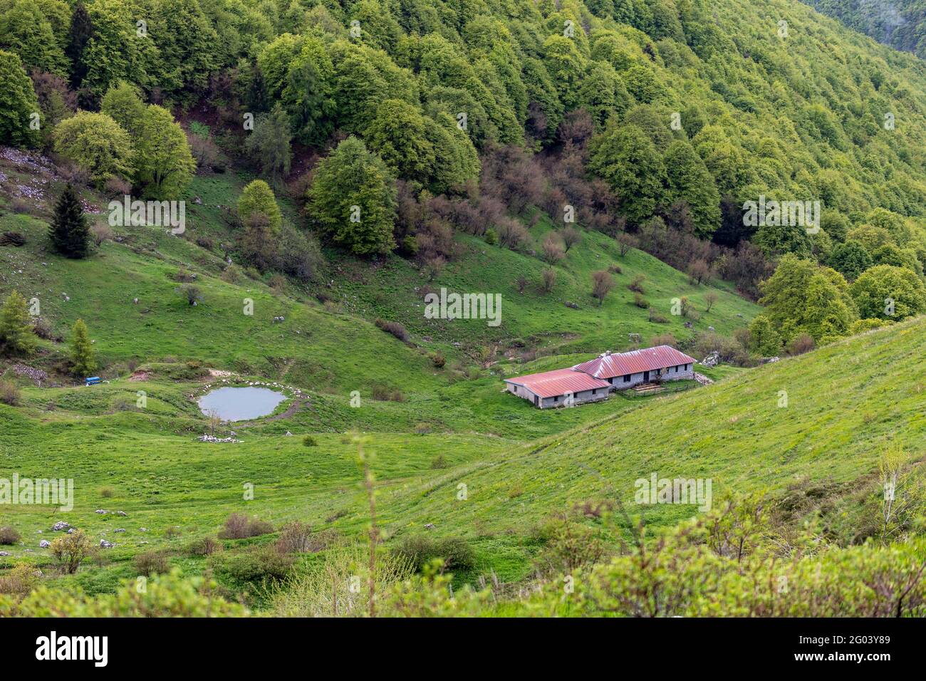 Un rifugio di montagna Foto Stock