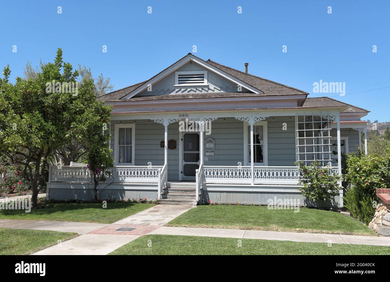 SAN JUAN CAPISTRANO, CALIFORNIA - 27 MAGGIO 2021: Il Museo o’Neill si trova alla San Juan Capistrano Historical Society nel quartiere storico di Los Rios. Foto Stock