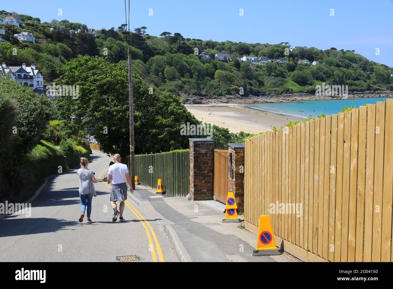 Le misure di sicurezza si rafforzano con l'avvicinarsi del vertice del G7 a Carbis Bay, Cornovaglia, nel giugno 2021, Cornovaglia, Regno Unito Foto Stock