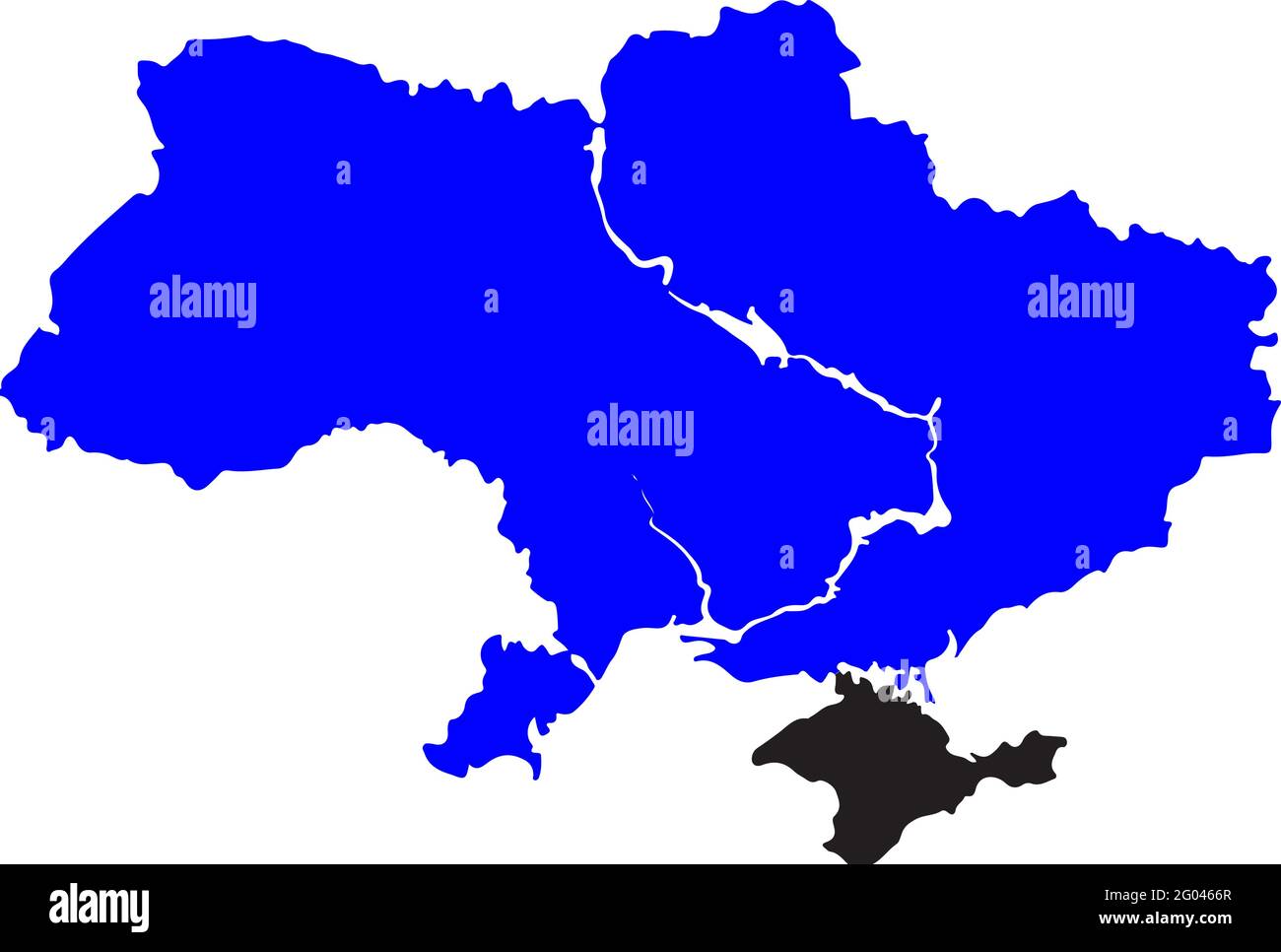 Mappa Ucraina di colore blu. Mappa politica Ucraina. Penisola di Crimea. Guerra di Crimea e conflitto russo. Russia annessione della crimea. Illustrazione vettoriale ma Illustrazione Vettoriale