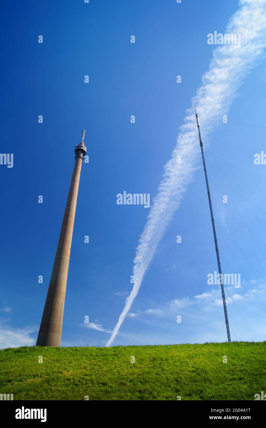 Stazione di trasmissione UK, West Yorkshire, Emley Moor Foto Stock